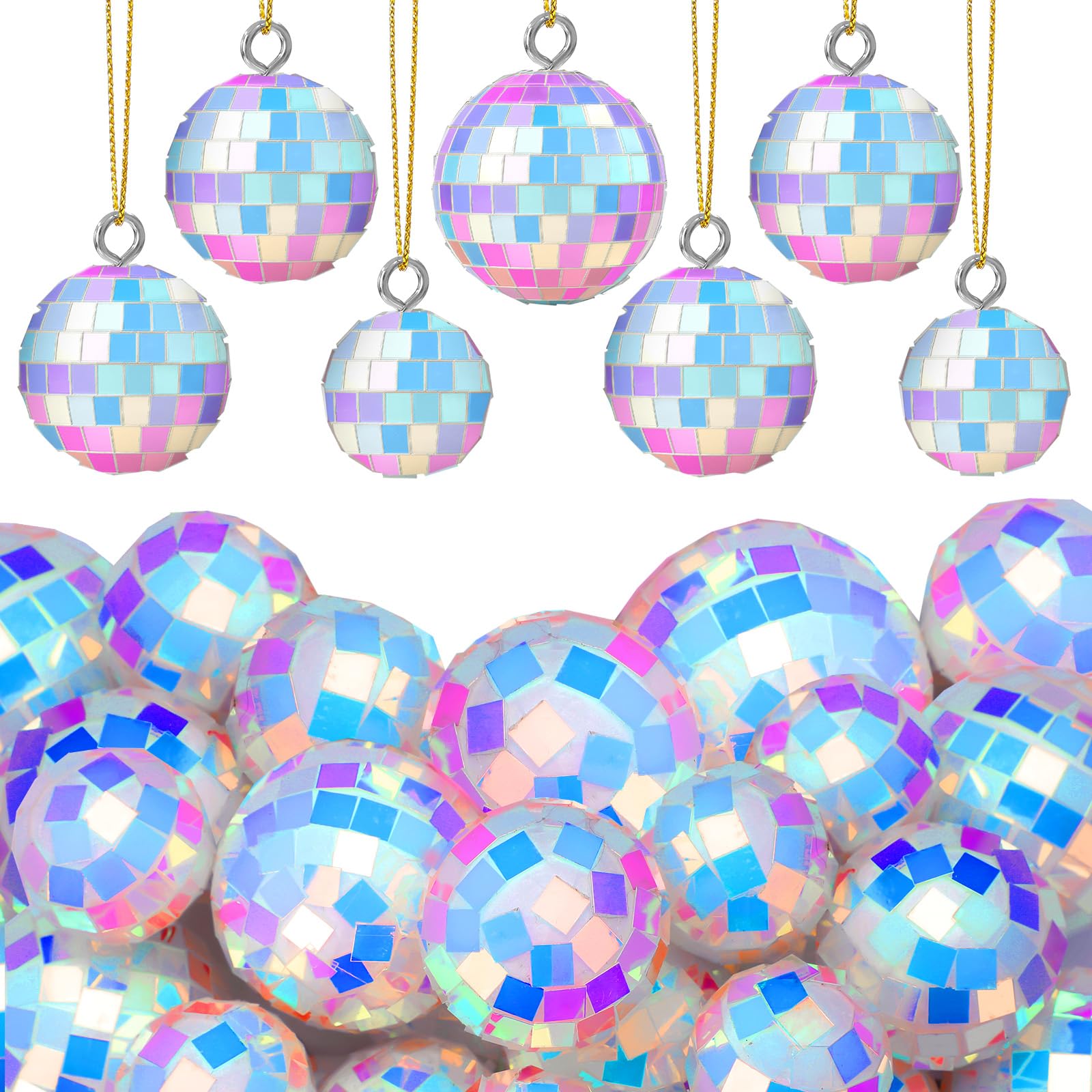 Photo 1 of Roowest 36 Pcs Iridescent Disco Ball Ornaments
