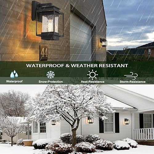Miniatura 6 de GOORAY Paquete de 2 apliques de pared para exteriores, 100% aluminio antioxidante, impermeable, luces de pared exteriores para casa, lámpara