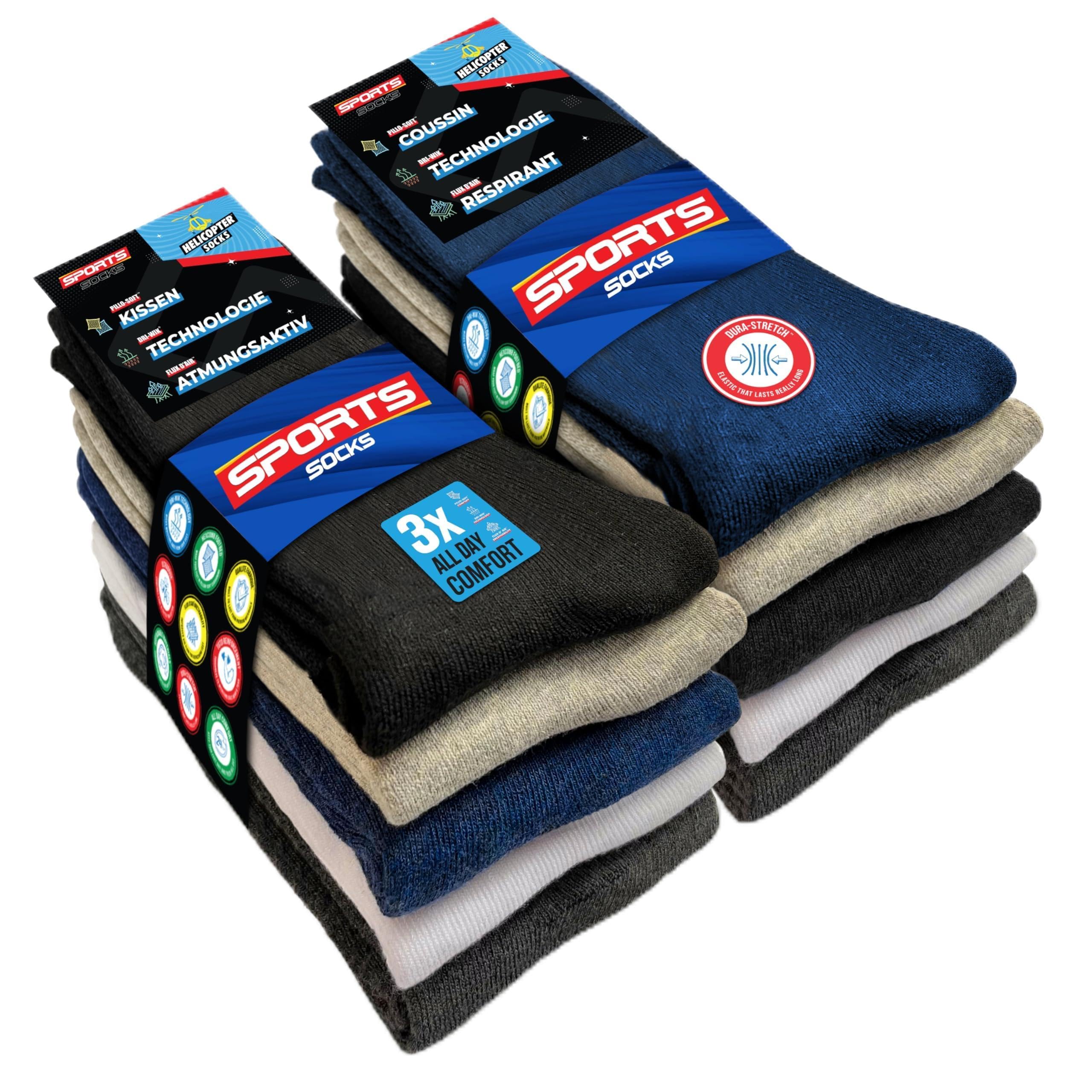 SOXCO 10 Paia Calzini Uomo Sportivi Spugna Running Trekking, Confezione da 10