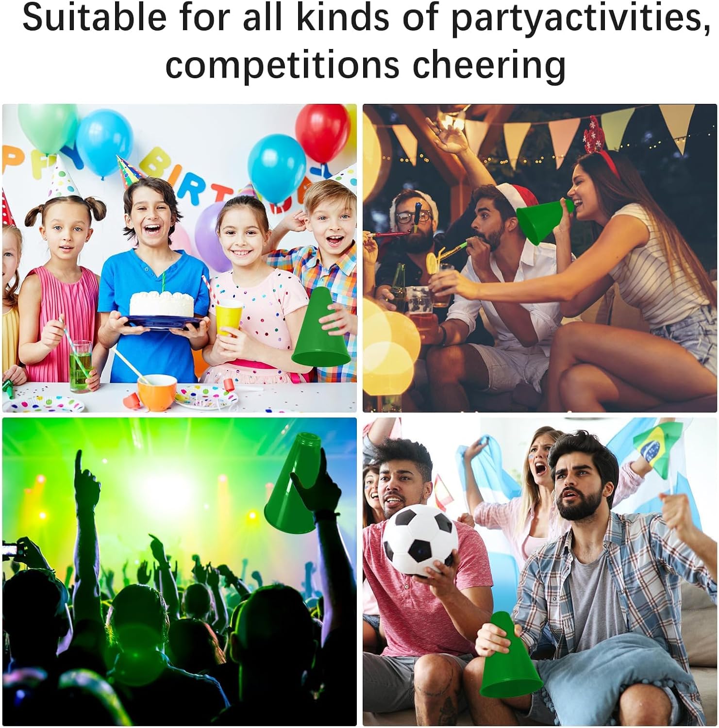 30 Pcs Cheer Megaphone for Party Green Plastic Megaphone DIY Decorations Accessory for School Outdoor Activities St Patrick's Day Party Favors Sports Match Game