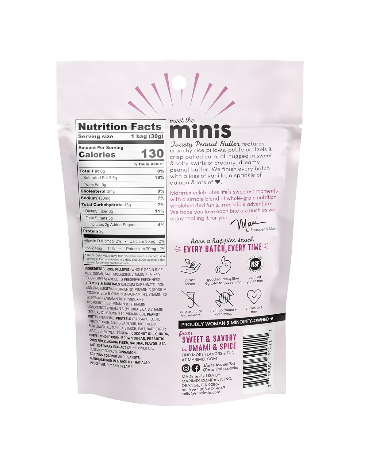 Marimix Snack Mix | Mini Toasty Peanut Butter | Crunch Baked Sweet & Salty Savory Plant Based Naturally Gluten Free Whole Grain Fiber Charcuterie Pretzel Trail Party Mix | No Artificial Ingredients