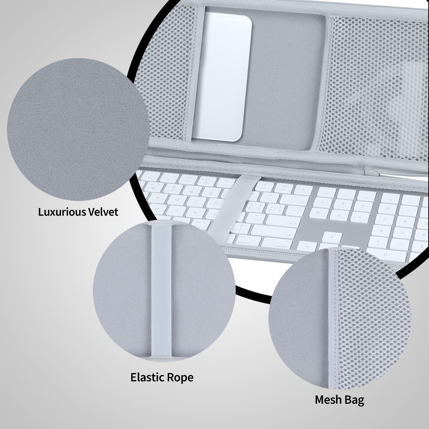 Étui pour Apple Magic Keyboard avec pavé numérique | Coque EVA Rigide, Anti-Chocs & Rayures, Multi-Usages, Compartiments Séparés, Sac Transport Clavier Pavé Numérique