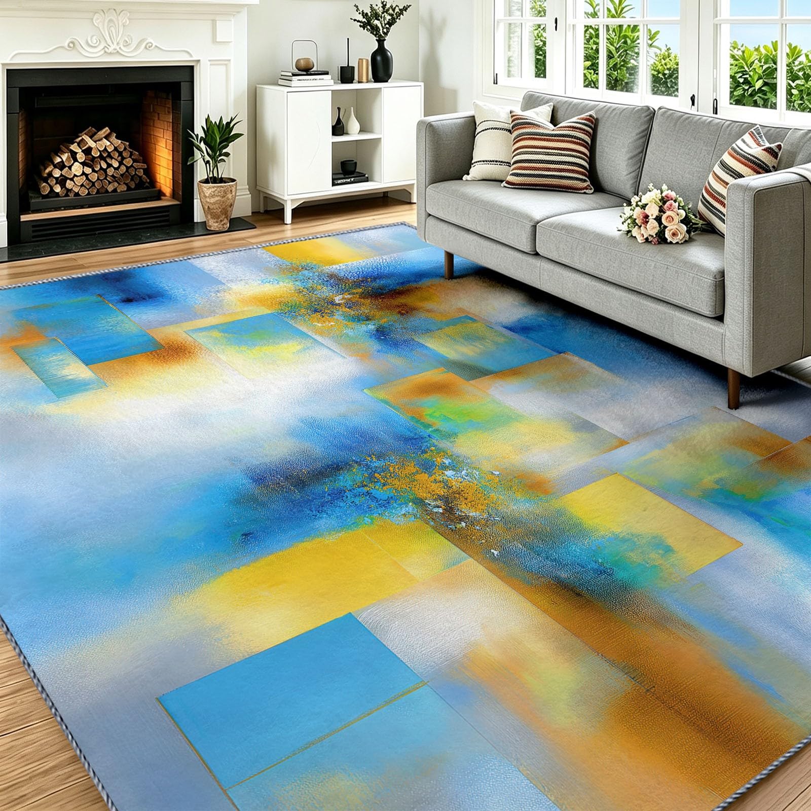 Tapis Poil Ras Salon Moderne Apaisant Doux Moquette Chambre 120 x 170 cm