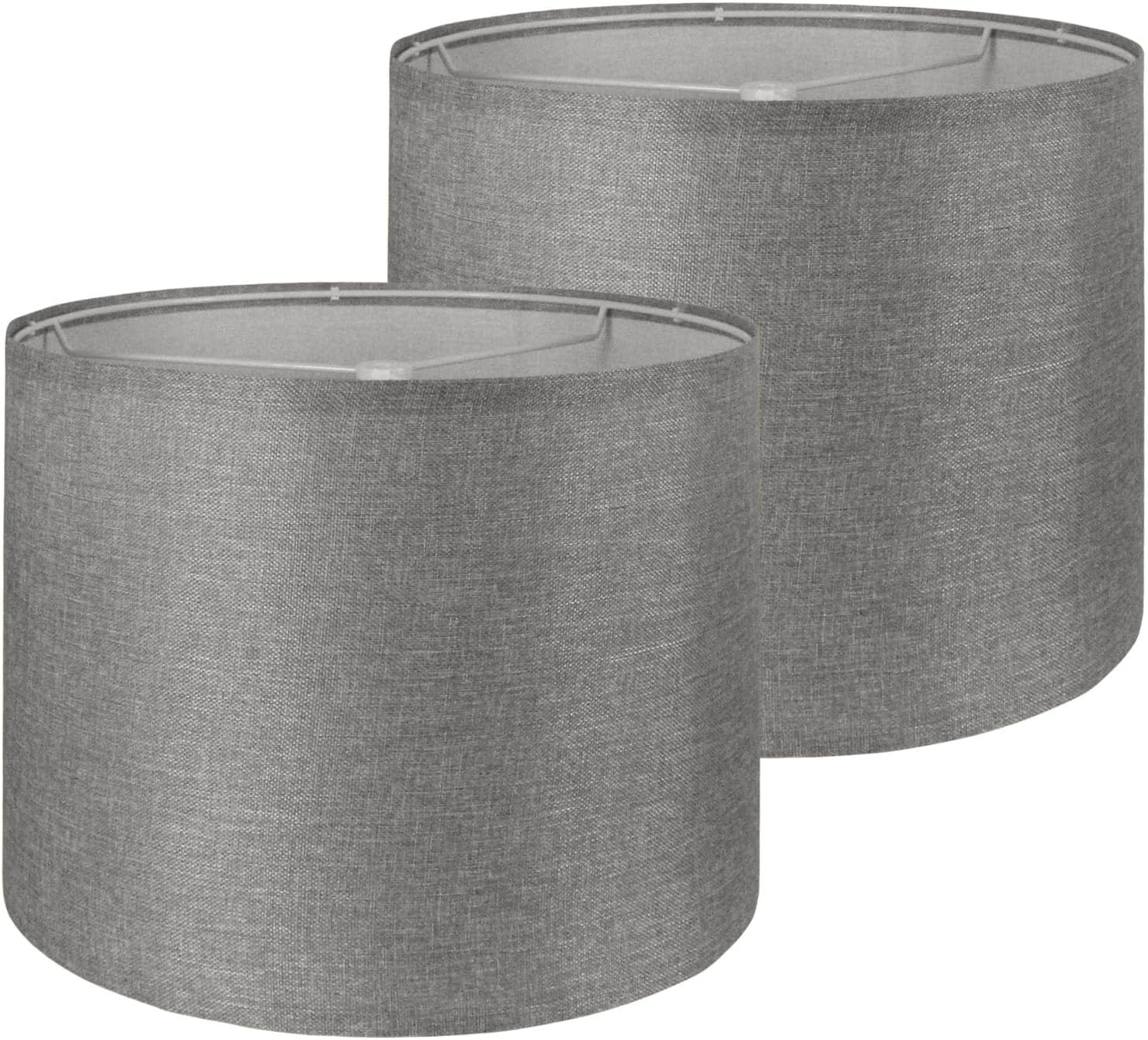 Lampshades Set of 2, 13" Top x 13" Bottom x 10" High Drum Lampshade,Traditional Lamp Shade, Assembly Required, Medium-sized Lampshades for Table Lamp, Floor Lamp, Bedside Lamp,Gray Gray 13" x 13" x 10"
