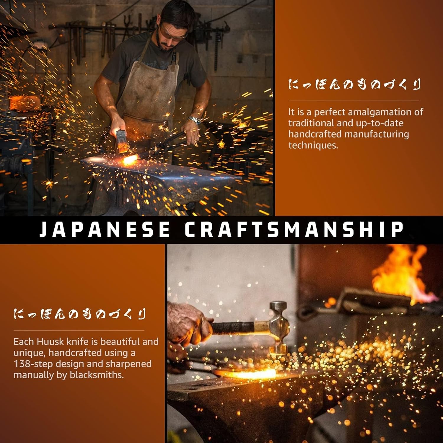 Huusk Upgraded Serbian Chef Knife-Japanese Meat Cleaver Knife for Meat Cutting Forged Butcher Knives with Sheath Full Tang Kitchen Chopping Knives for Home, Outdoor Camping, Gift for Men and Women - Image 2