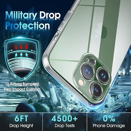 Miniatura 5 de Supdeal Funda transparente para iPhone 13 Pro, no amarillea, protección de cámara, prueba de caídas de grado militar, transparente, a prueba de