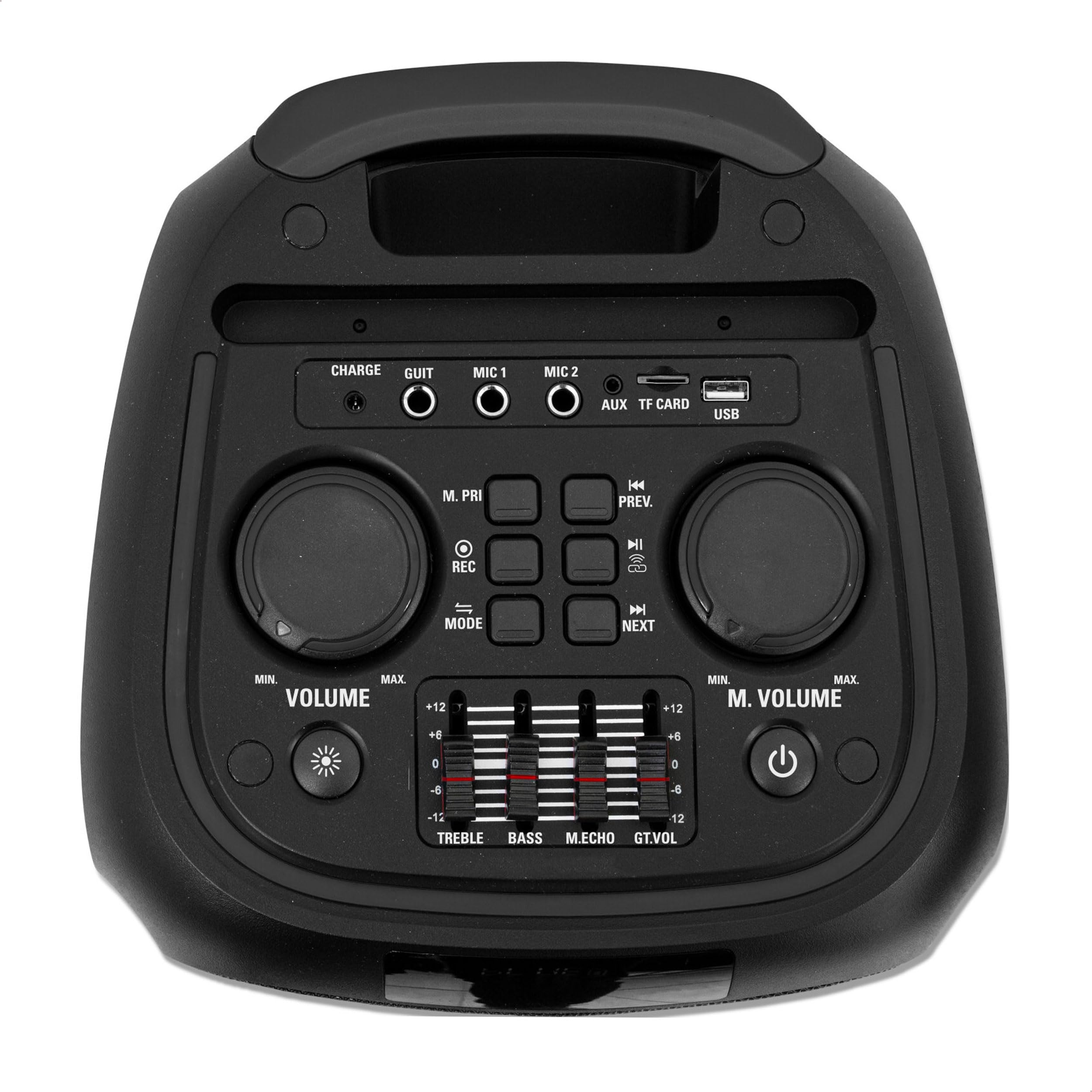 Ibiza - VENUS600 - Alatavoz portátil a Pilas 2x8/20 cm, 600W con Efecto de luz en el Panel Frontal y micrófono con Cable - Bluetooth, USB, microSD, AUX y Mic - Negro