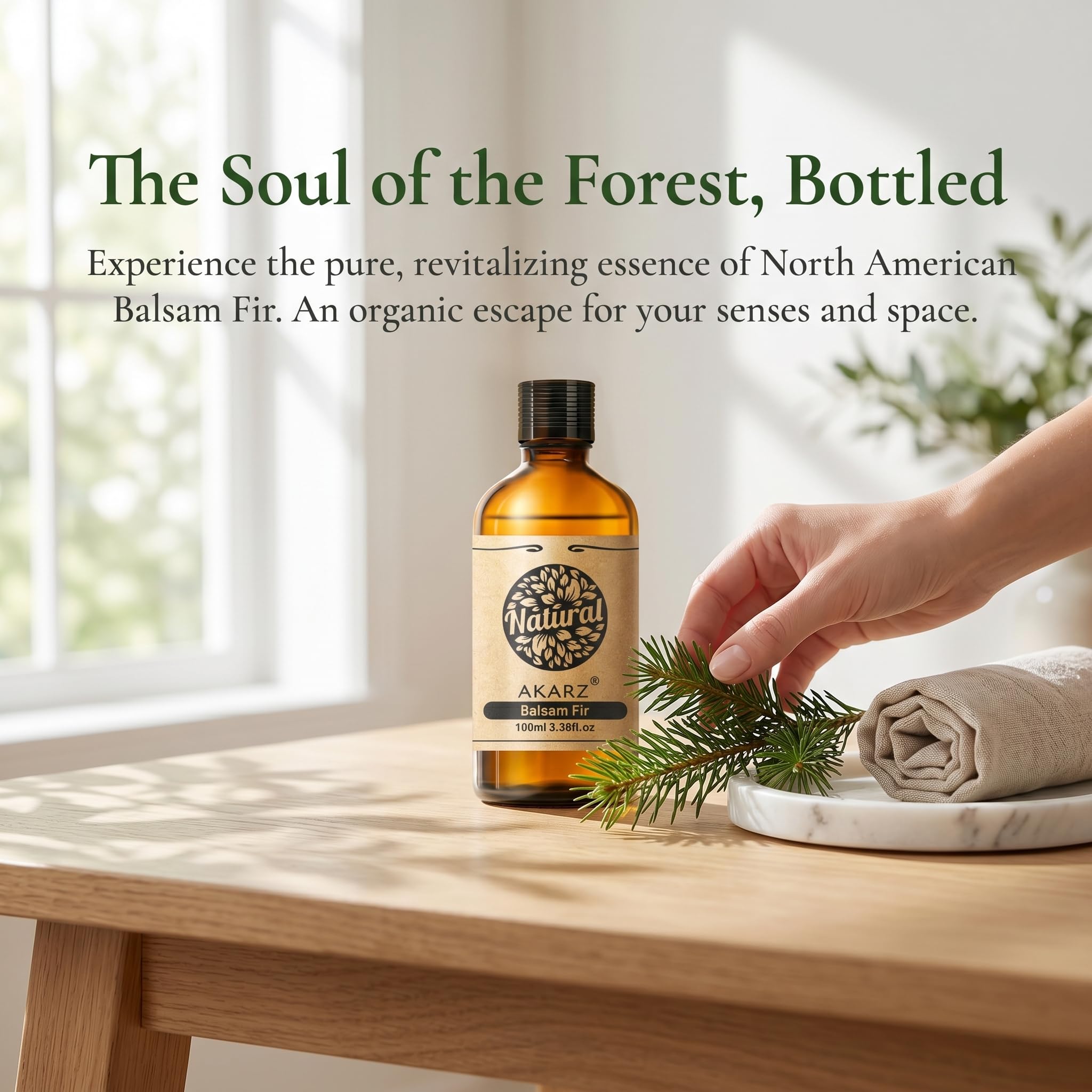 AKARZ 100ml Olejek esencjny z Jodły Balzamowej - Naturalny olejek aromatyczny do dyfuzorów, lamp aromatycznych i aromatów pomieszczeń