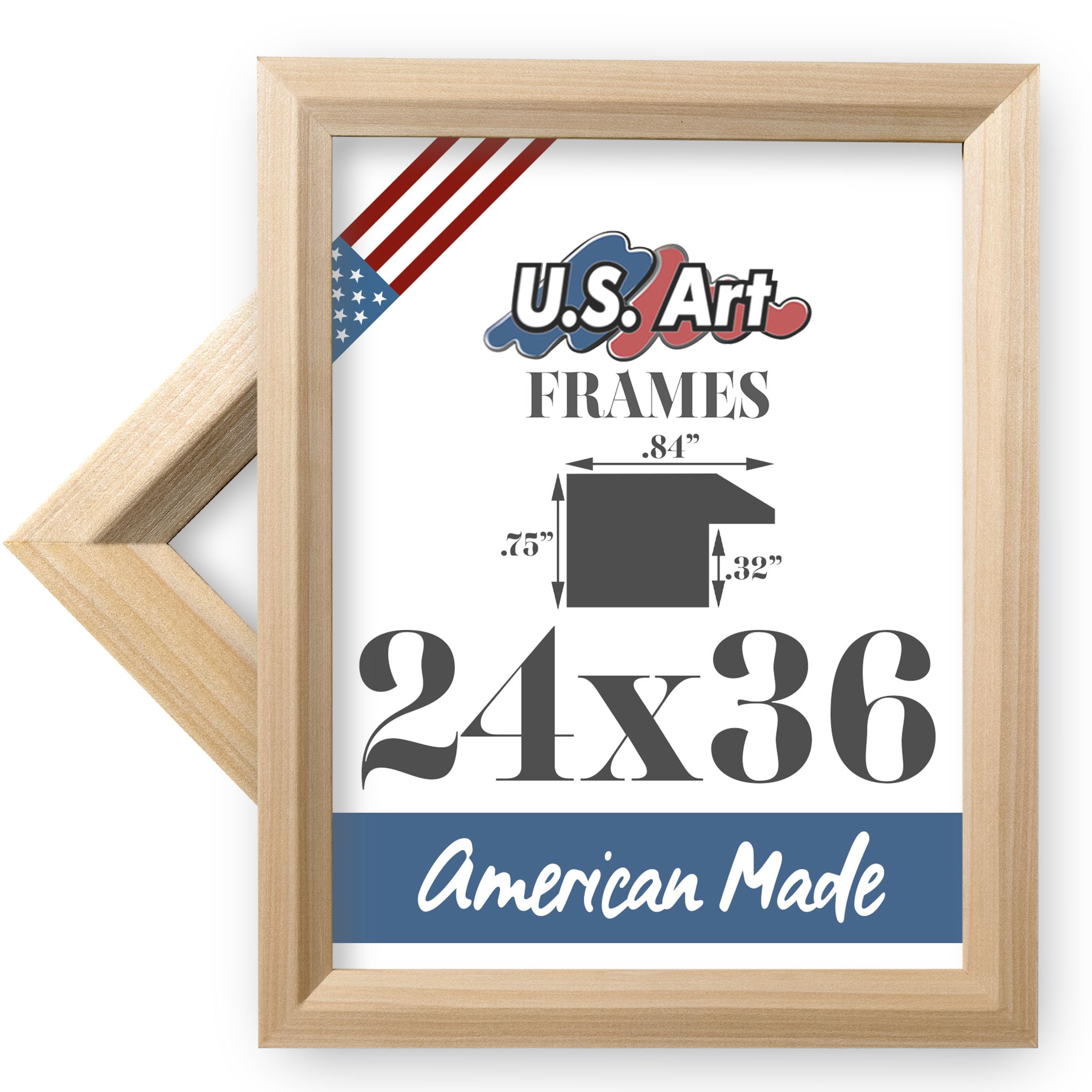 US Art 24x36 Natural Unfinished .84 inch Picture Frame Ready to Finish Any Color