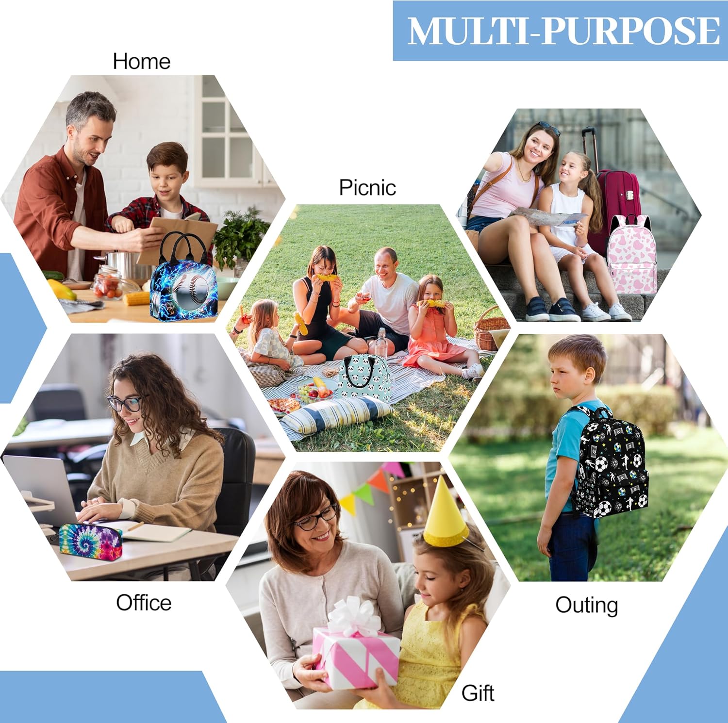 3PCS Backpack for Boys Girls, Kids Backpack Sets with Lunch Bag Pencil Case, Large Capacity 17 Inch Bookpack 3 in 1 Set for Teens Elementary Middle High School Students (Soccer)
