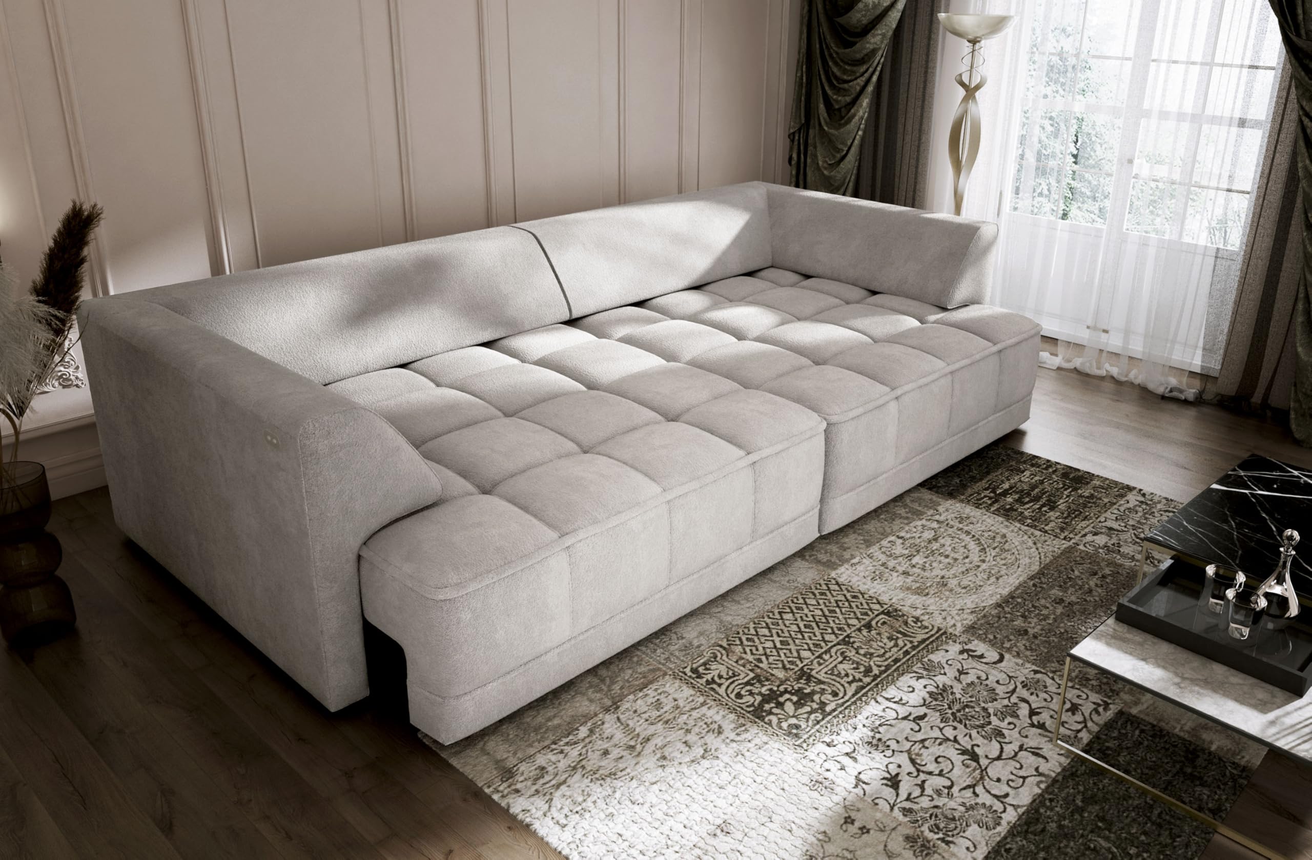 Big Sofa Tiga XXL, Schlafsofa, Couch, Schlafcouch mit Schlaffunktion 302 cm Breit (Aphrodite 1)