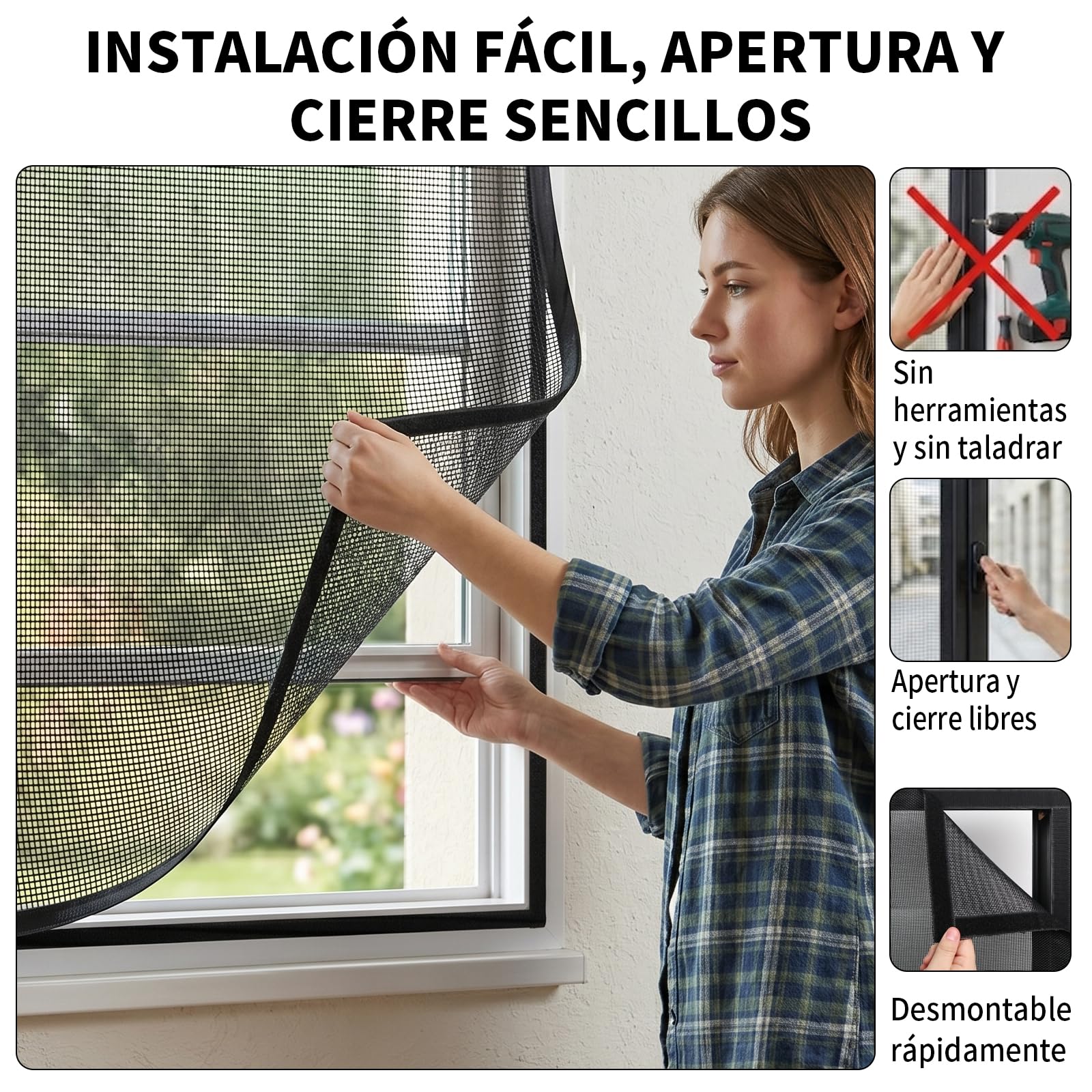 BKSAI Mosquitera Ventana para Gatos, Red Anticaída Adhesiva sin Taladrar, Malla Recortable Resistente a Arañazos, Protección Mascotas para Ventana - 130x150CM Negra