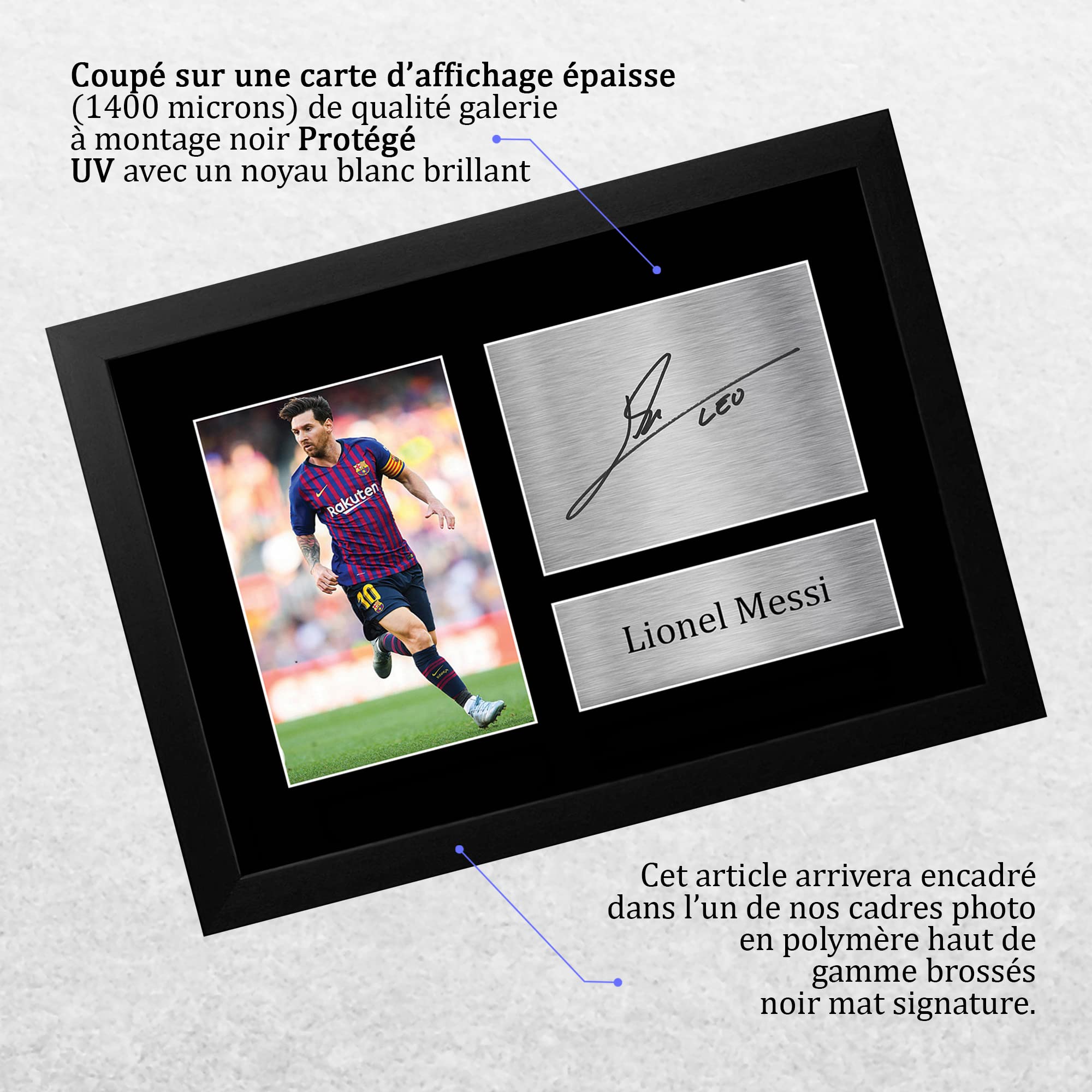 Cadre Photo Autographe Lionel Messi Inter Miami - A4 Encadré Prêt à Accrocher Pour Fans
