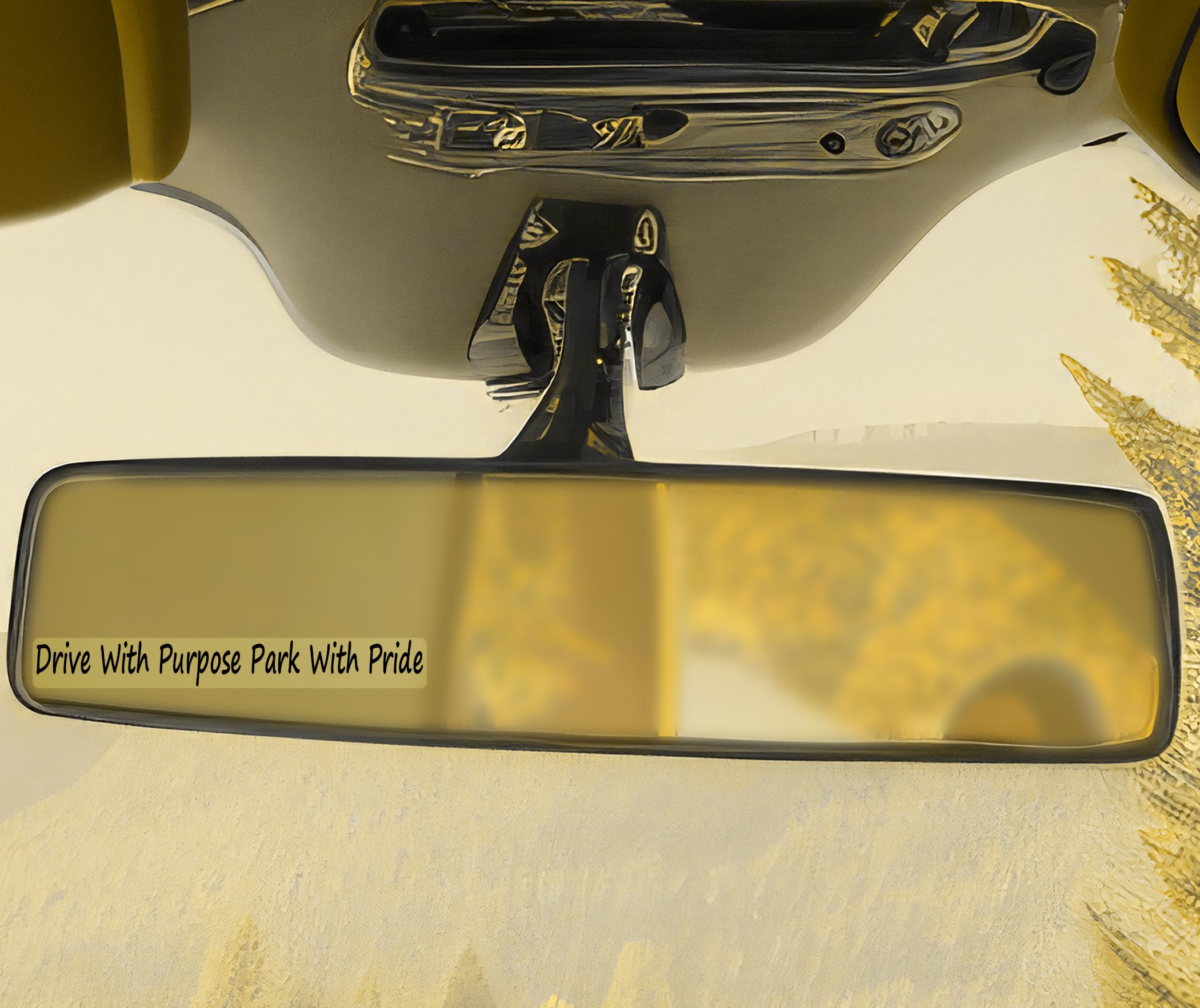 Drive with Purpose Park with Pride Inspirational Quote Accessory Decal Rear View Mirror Cute Premium Vinyl Sticker 1.8 inch (Black)