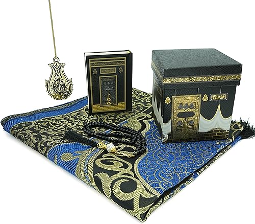 Miniatura 8 de Modefa - Alfombra de oración islámica de chenilla tejida intrincada con bordado floral de Janamaz Sajadah turco, Negro Negro