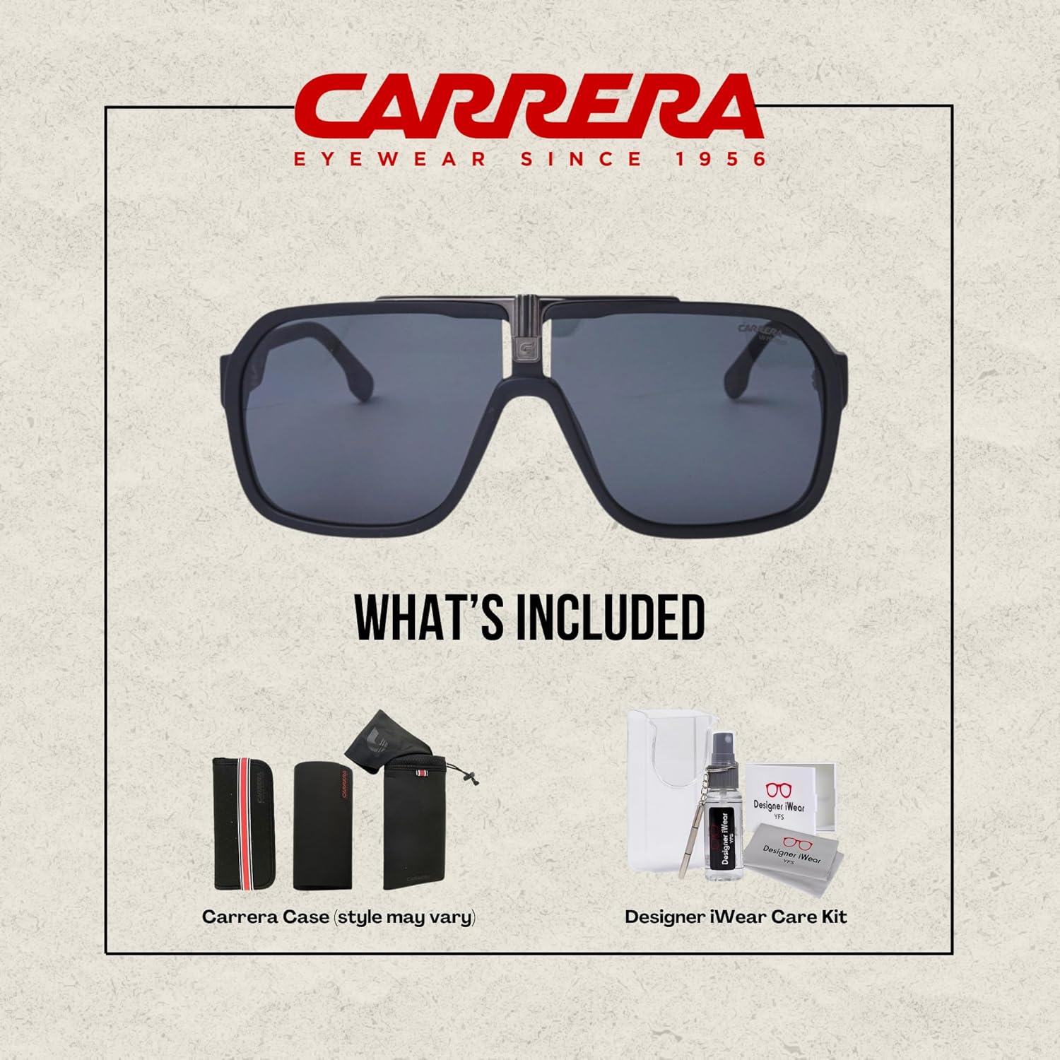 Carrera CA1014/S Square Sunglasses for Men +BUNDLE with ACCESSORY EYEWEAR KIT