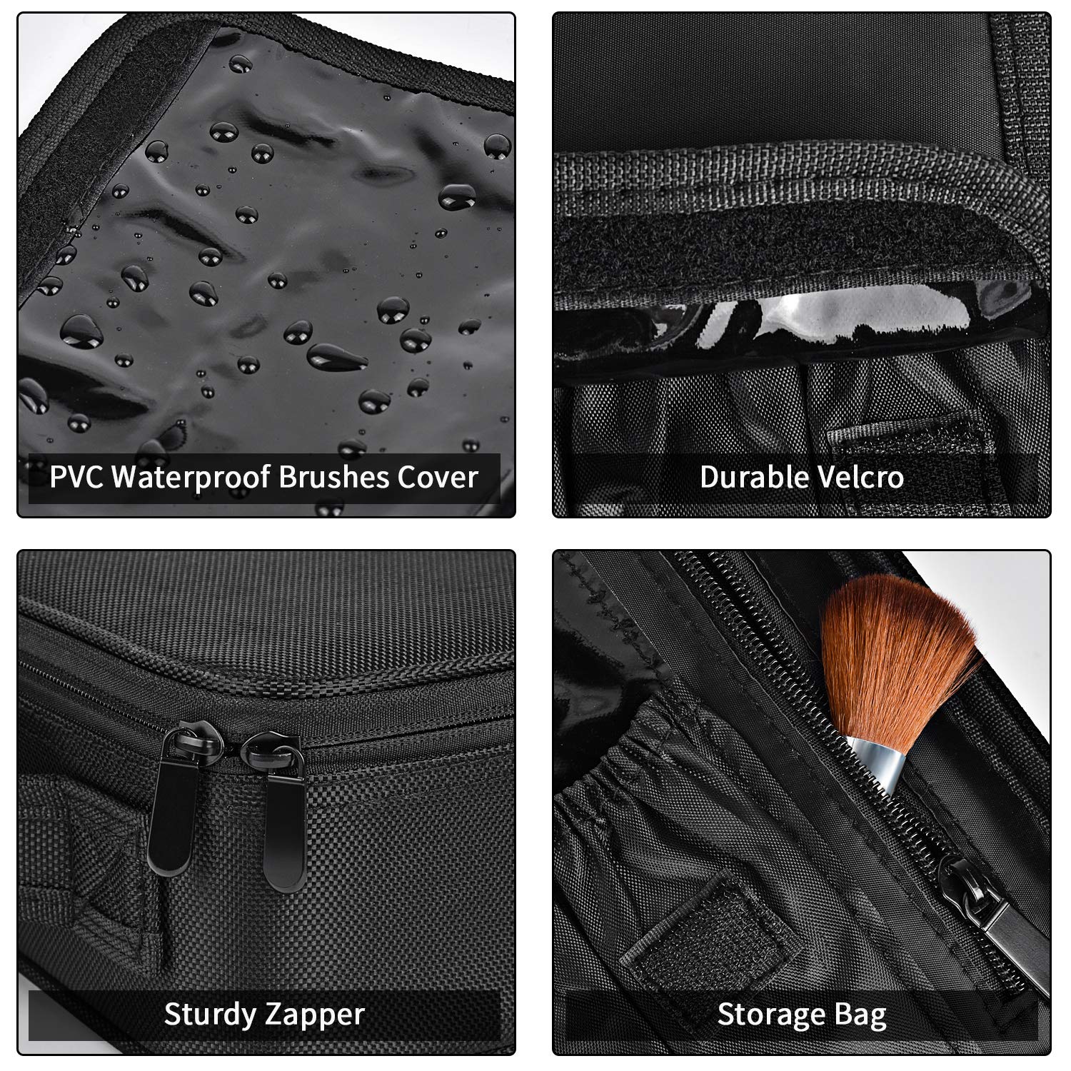 Travel Makeup Case Professional Cosmetic Train Cases Artist Storage Bag Make Up Tool Boxes Brushes Bags With Compartments Waterproof Detachable Vanity Organizer, Black, M, Minimalist 2