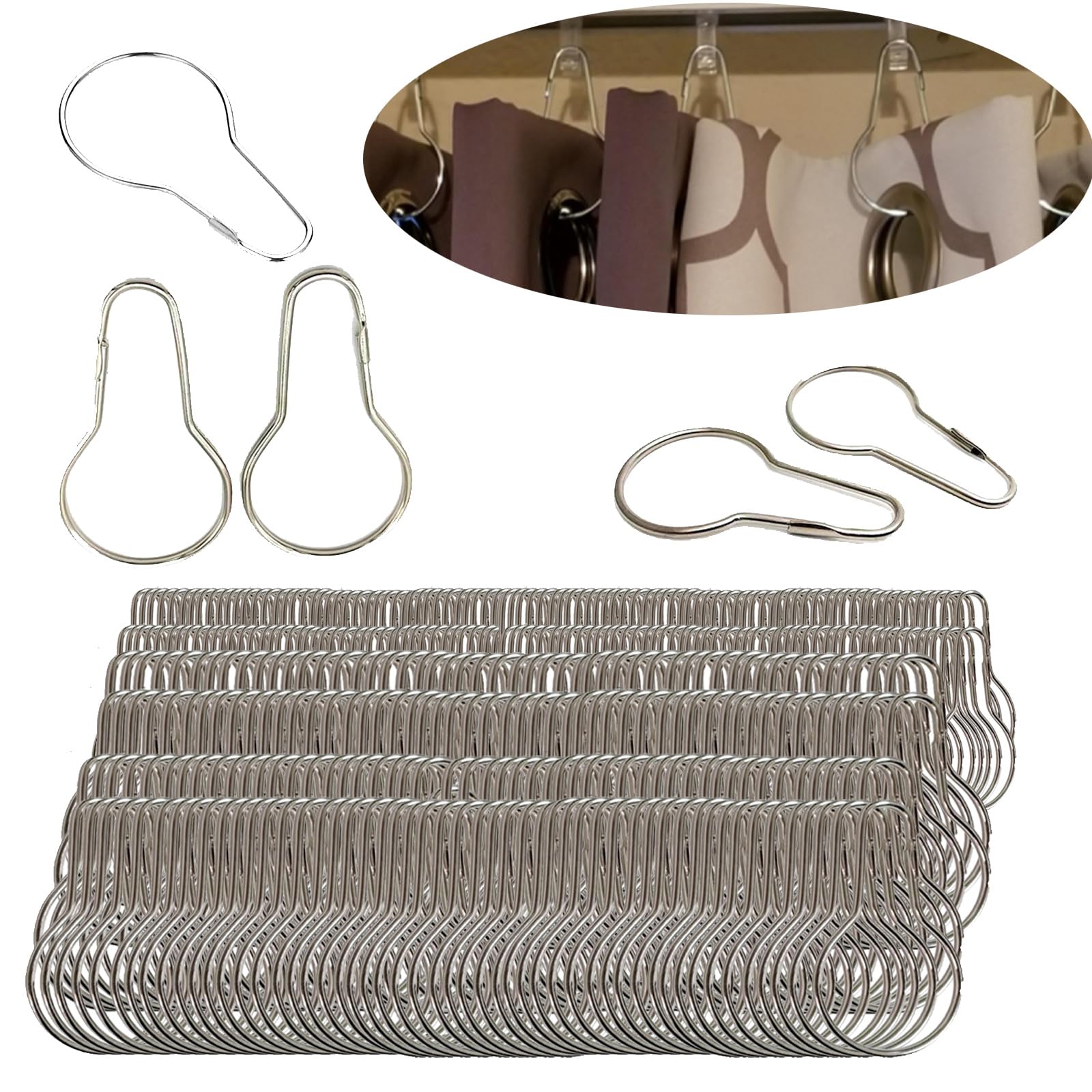 Lot de 500 anneaux de rideau de douche en acier inoxydable antirouille pour salle de bain