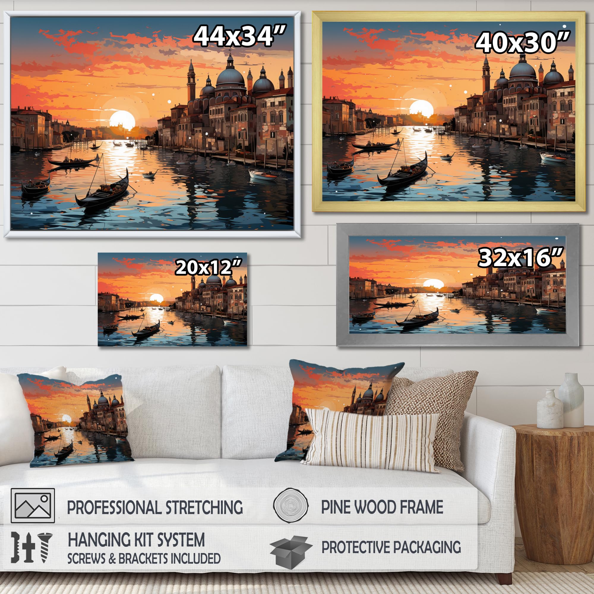 Amazon.com: Venice framed wall Art, Architectural Popart City