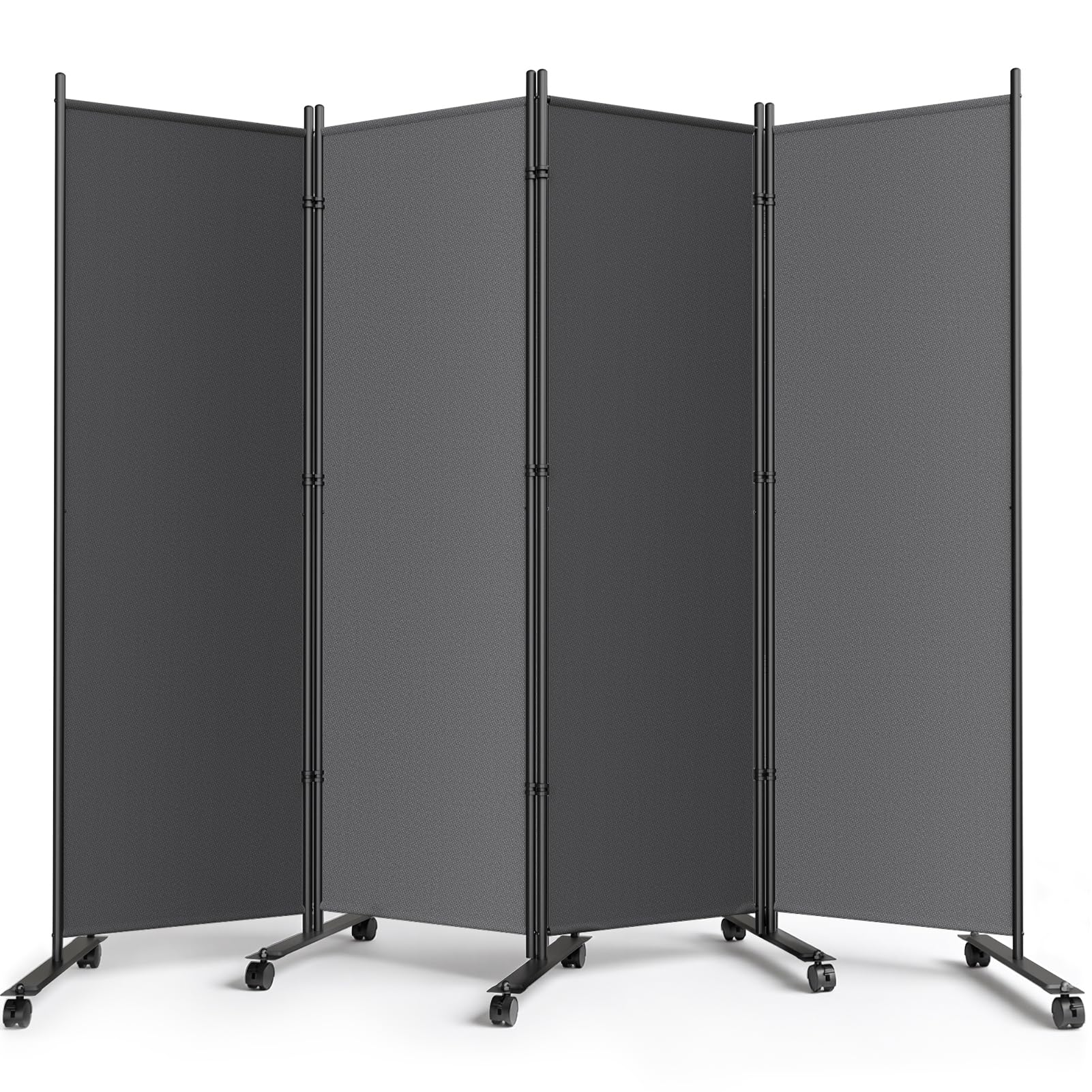 4 Panel Room Divider 183CM Folding Privacy Screens with Lockable Wheels — image 1