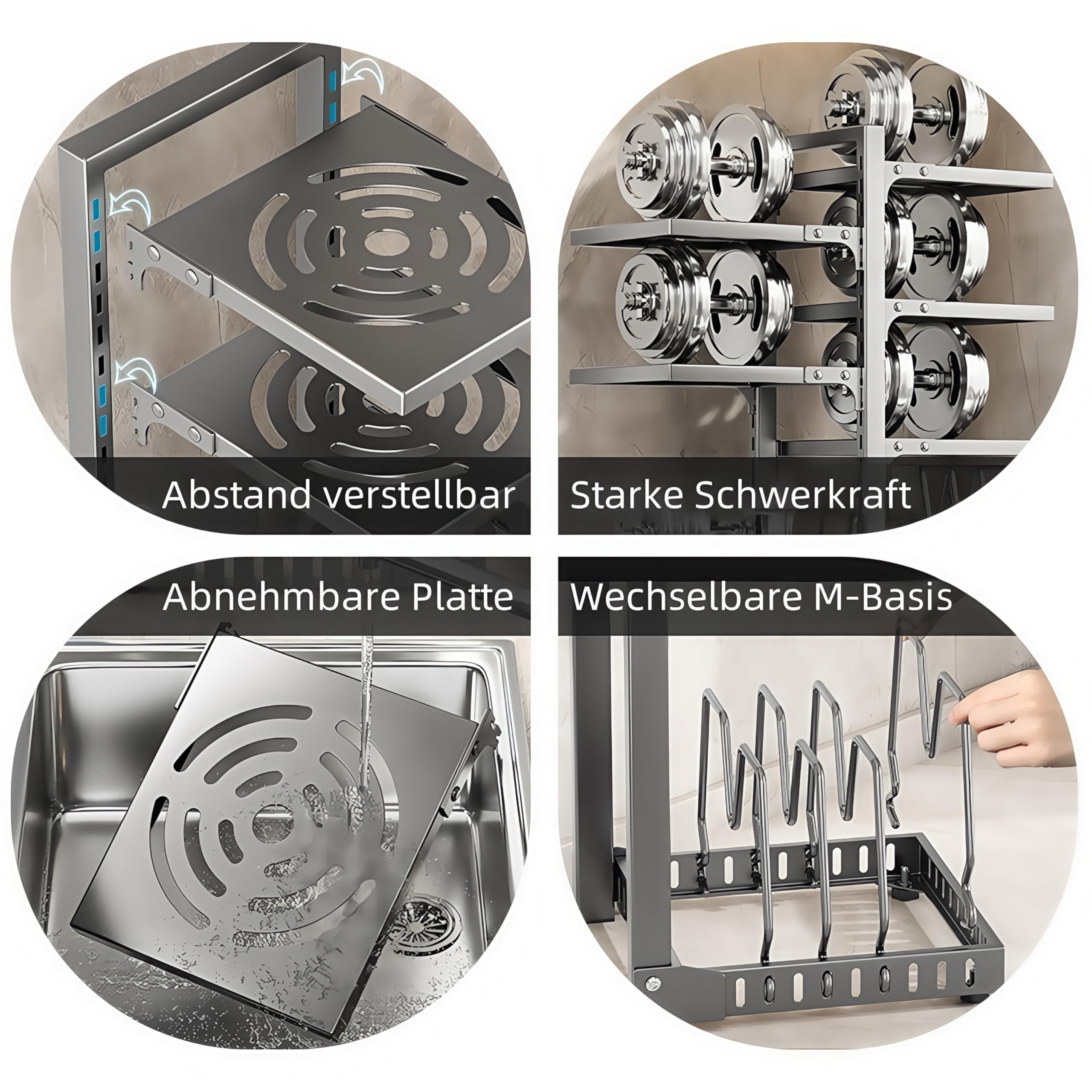Töpfe Organizer für Schrank verstellbar Fächern Topf Pfannenhalter 4/5/7 Etagen Pfannen Organizer Pfannenständer mit Topfdeckelhalter für Küchenschrank (7 Etagen, Schwarz)