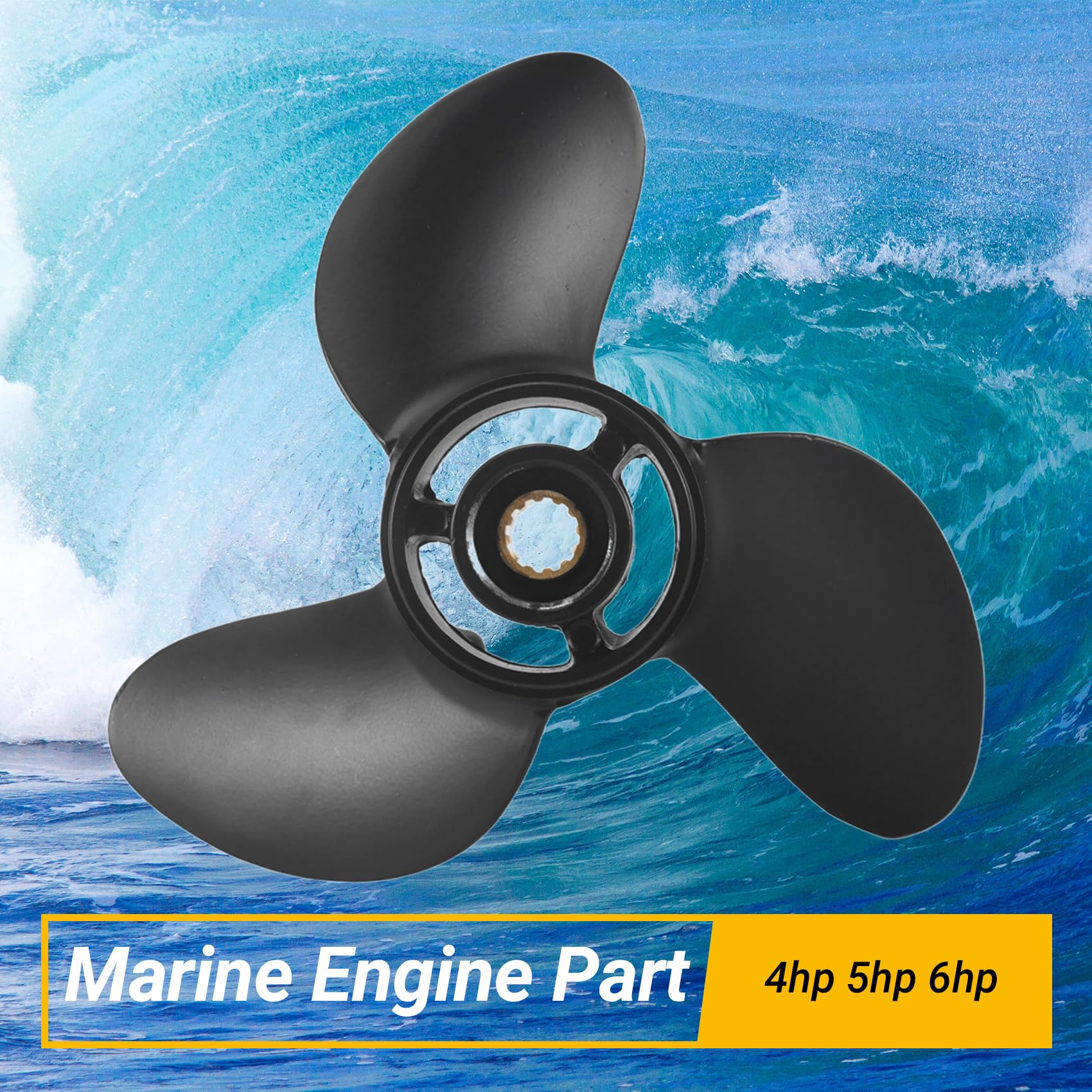 Elica fuoribordo per Tohatsu Mercury Mariner 4Hp 5Hp 6Hp 7.8x9 Barca Vite 3 Lama 12 Spline Marine Parte Motore