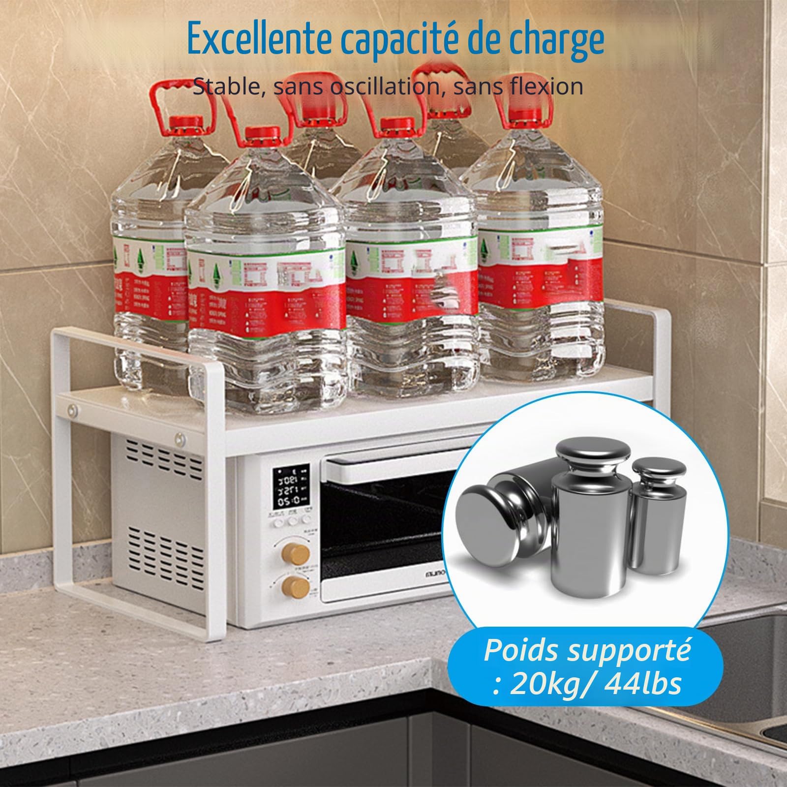 AKOLAFE 2 Pièces Rangement Placard Cuisine Extensible 35-65 Cm, Étagère Rangement Cuisine Métal Blanc 22 x 17 cm, Organisateur Réglable pour Plan de Travail et Bureau