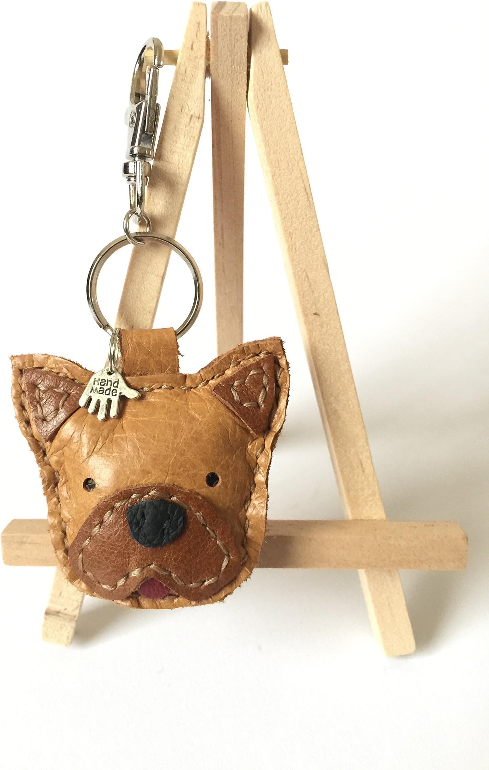 French Bulldog Terrier Leather Keyring Bag Charm Keychain