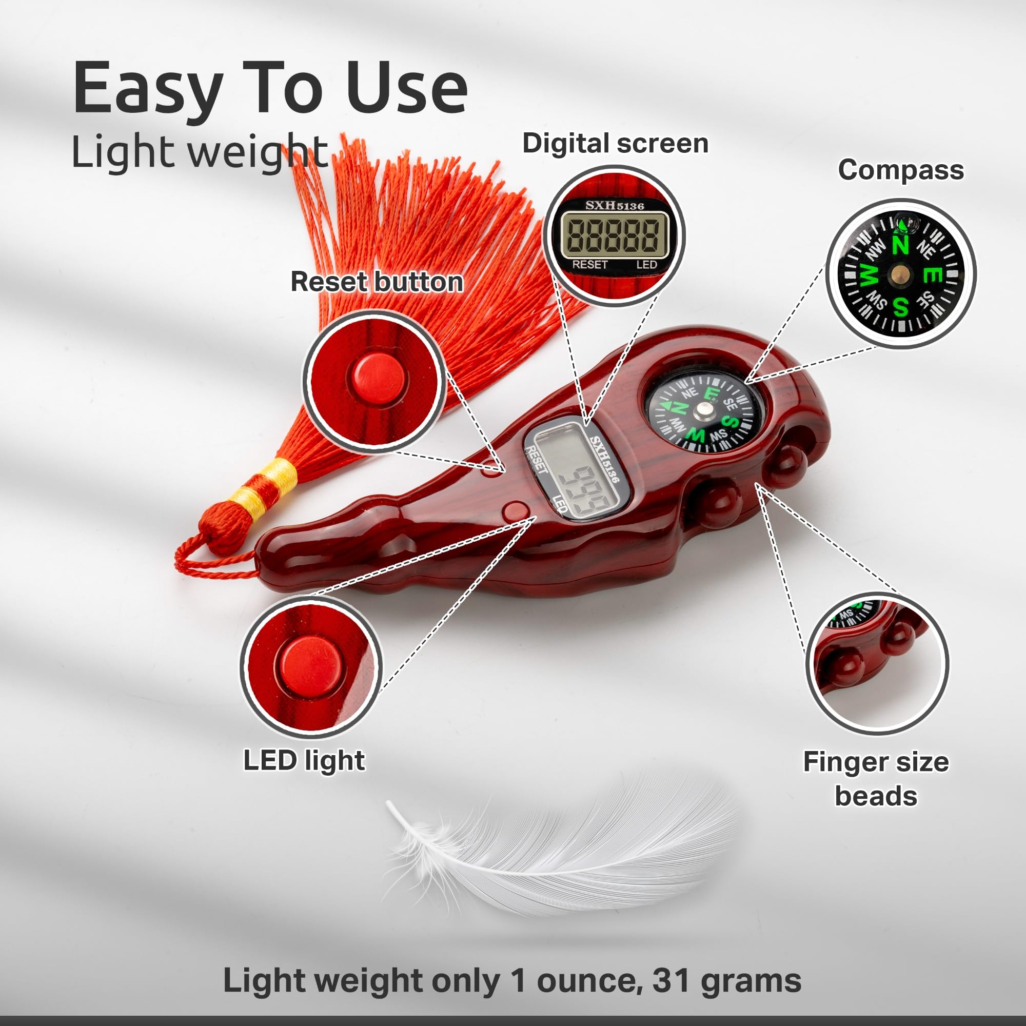 Digital Misbaha with Compass & Night Light -2 Digital Misbaha with Compass & Night Light -2