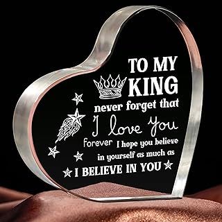Gifts for Boyfriend, I Love You Gifts for Him, Men's Anniversary Heart Shaped Acrylic Block - Christmas Birthday Gifts for Him Boyfriend Husband, Valentines Day Gifts