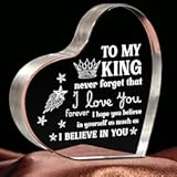 Gifts for Boyfriend&comma; I Love You Gifts for Him&comma; Men&apos;s Anniversary Heart Shaped Acrylic Block - Birthday Gifts for Him Boyfriend Husband&comma; Valentines Day Gifts