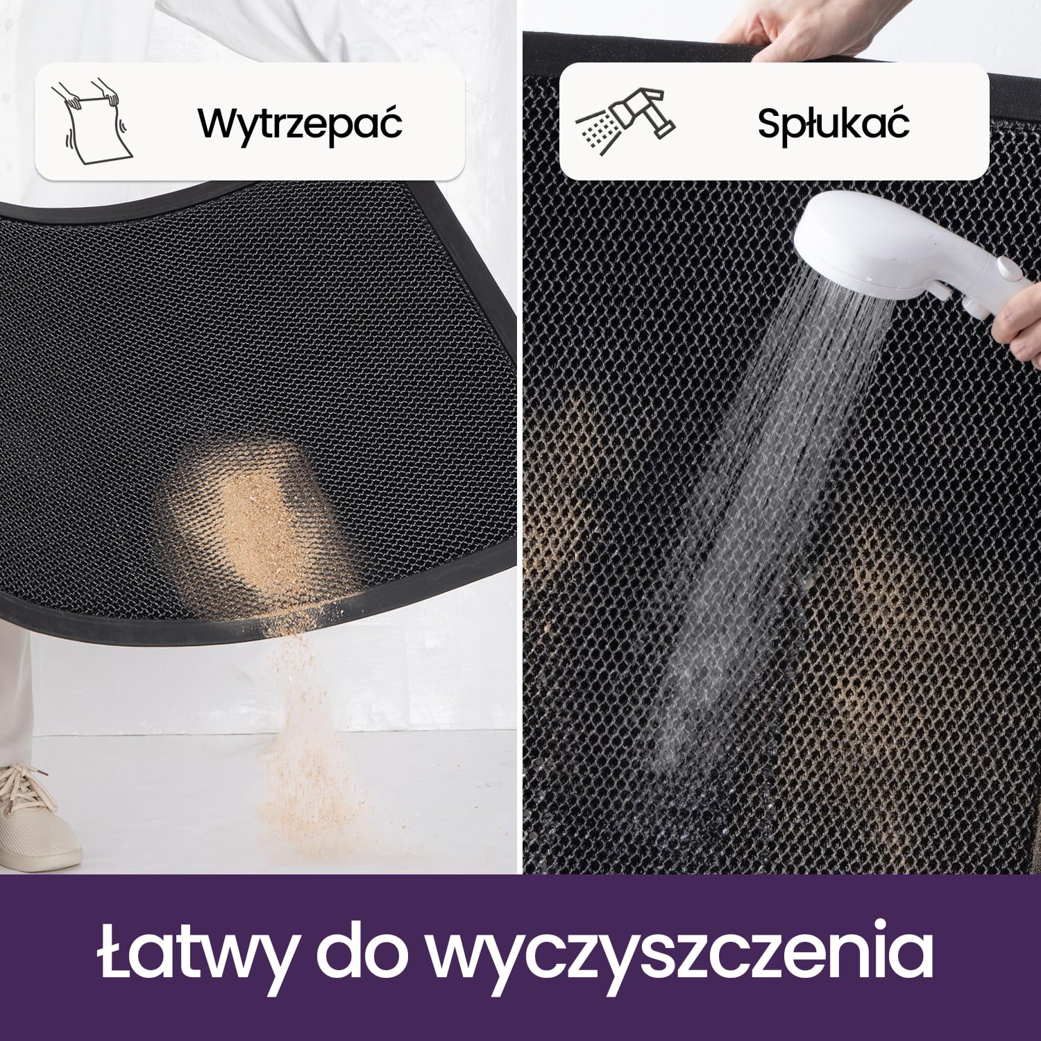 DEXI Wycieraczka pod drzwi wejściowe, 43 x 76 cm, antypoślizgowa mata na drzwi, antypoślizgowa, do użytku wewnątrz i na zewnątrz, nadaje się do prania, ciemnoszara | Odporny na kurz, odporny na zabrudzenia, niski profil, do drzwi, ogrodu i podwórza