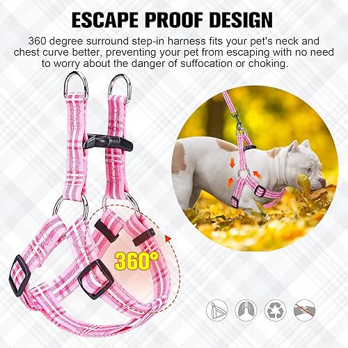 Miniatura 51 de BEAUTYZOO No Pull Dog Harness and Leash Set - Adjustable Step-in Puppy Harness for Small Medium Large Dogs, Escape Proof Soft Nylon Vest with Double