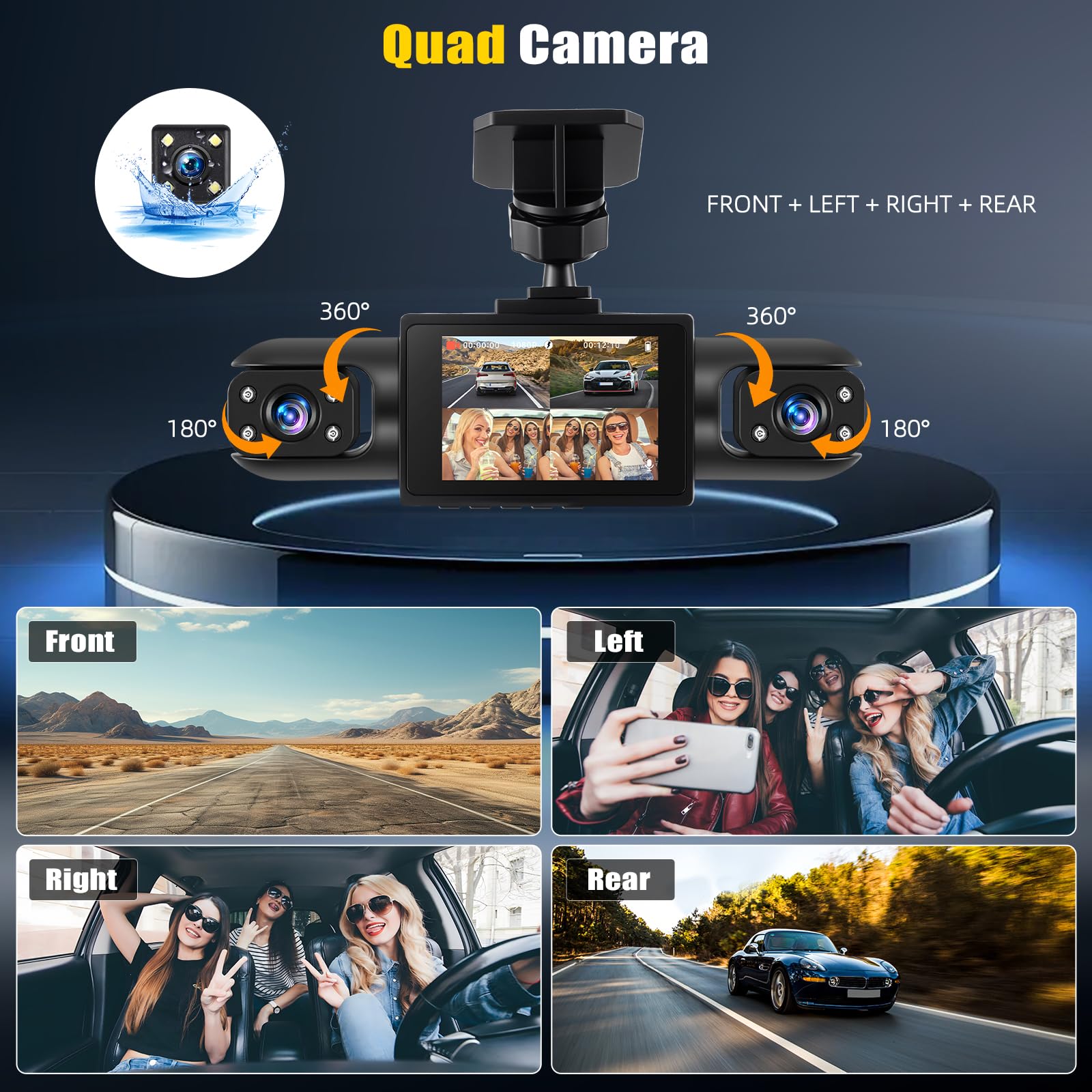 ESynic Dash Cam 1080P WiFi Grandangolare 160° - Telecamera Anteriore Con SD 32GB, G-Sensore, Visione Notturna E Modalità Parcheggio