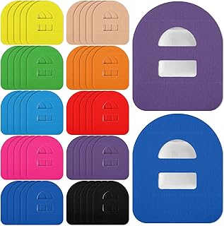 Nuanchu 50 Pieces Adhesive Patches Compatible with Omnipod Shower Waterproof Pre-Cut Adhesive Patches with Strap Pre-Cut Sweatproof Tape Continuous Glucose Monitor Protection (Colorful)