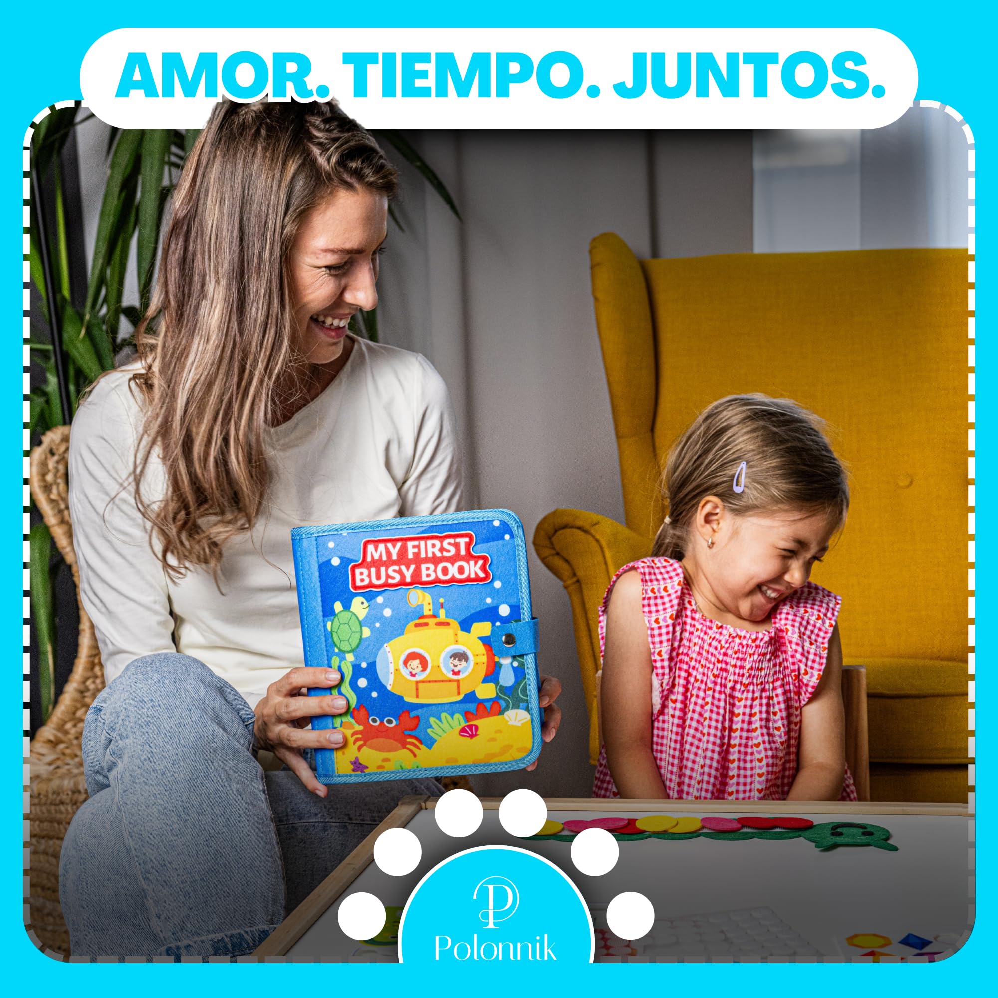 Libro Montessori 1, 2, 3, 4 años, Busy Board, Busy Book, Libro Interactivo, Libro sensorial Bebe, Juguetes sensoriales, Regalos Cumpleaños Niño Niña, Incluye Regalo de Oruga
