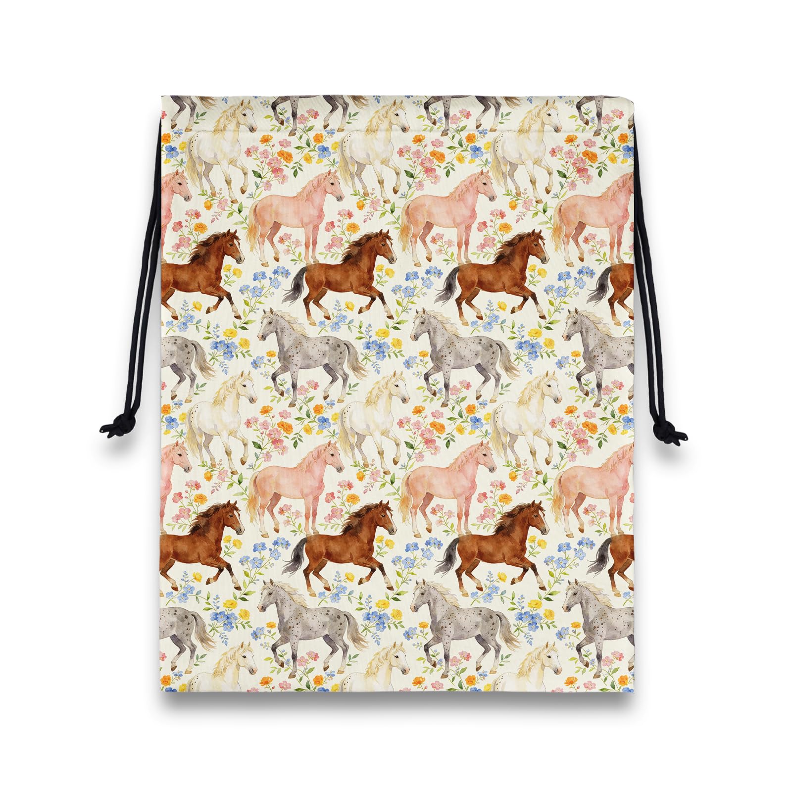 Grip Bag for Gymnast Horse Floral Vintage Gymnastics Drawstring Bag for Travel