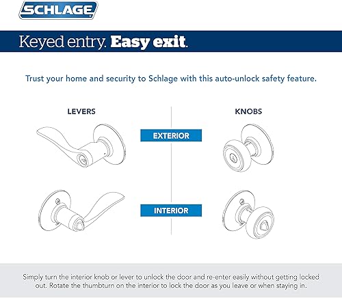Miniatura 8 de Schlage F10 V SIE 716 Sienna - Pomo de puerta para pasillos y armarios, bronce envejecido
