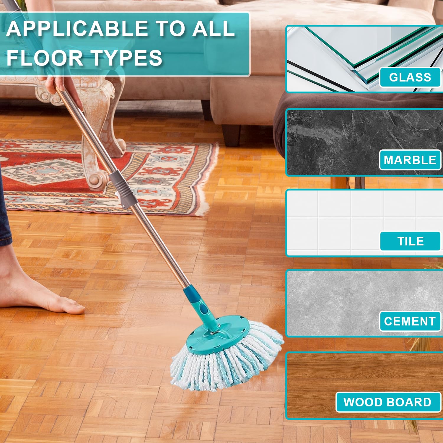 6 Pezzi Testine di Ricambio Mocio Compatibile Con Leifheit, Mocio di Ricambio in Microfibra, Clean Twist Disc Mop Kit, Altamente Assorbente, per Tutti i Tipi di Pavimento