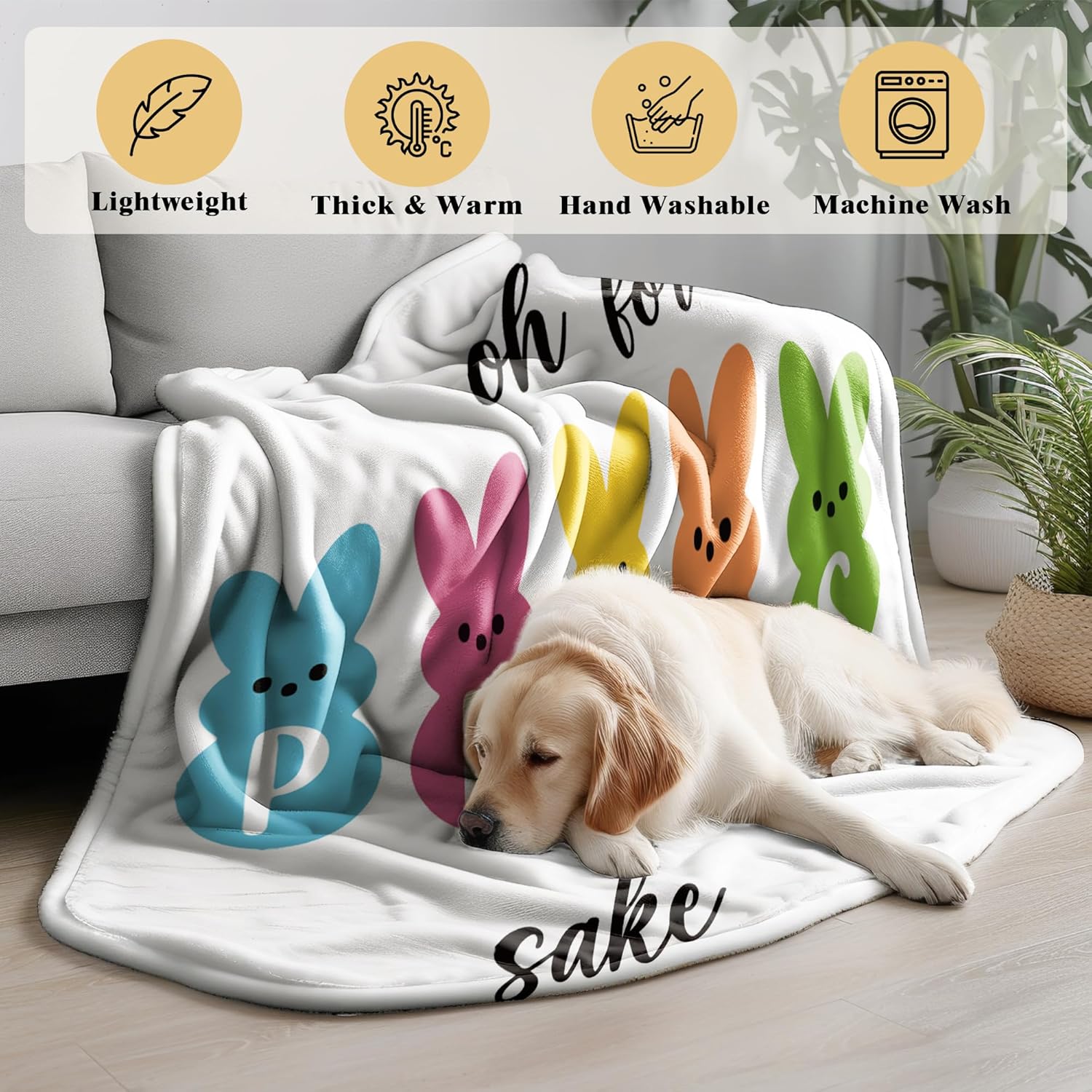 Easter Gifts for Women, Funny Easter Bunny Blanket, Birthday Gifts for Women Sister Friend Grandma, Bunny Throw Blankets for Bed Bedroom Living Room Decor, 50x60 in - Image 6