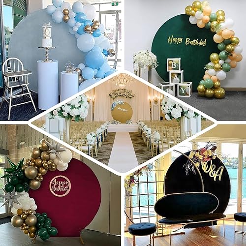 Miniatura 5 de Efavormart - Funda para telón de fondo redondo de terciopelo suave metálico de 7.5 pies, cubierta de arco de boda, 2 lados