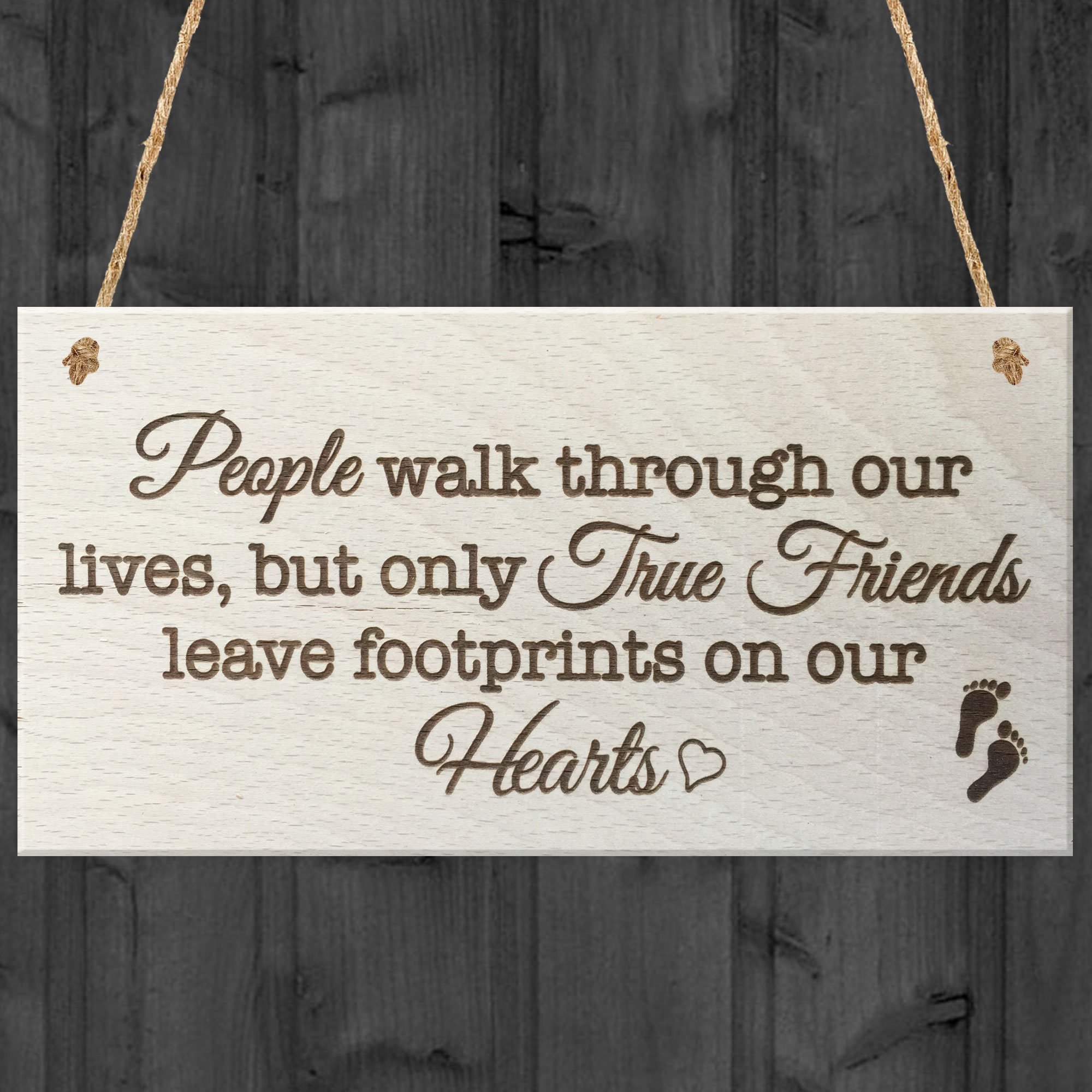 Red Ocean Wood People Walk Through Our Lives, But Only True Friends Leave Footprints On Our Hearts Hanging En Plaque Friendship Gift Best Friends Sign Present