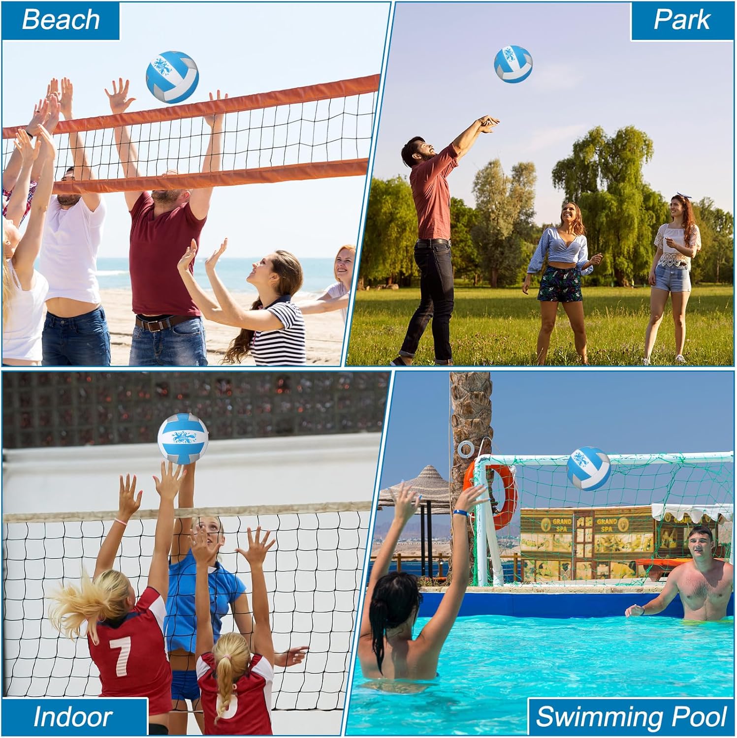 Jenaai 2 Pack Swimming Pool Water Volleyball with Pump Inflatable Waterproof Swimming Volleyball for Pool with Soft Cover Indoor Outdoor Water Balls Official Size 5