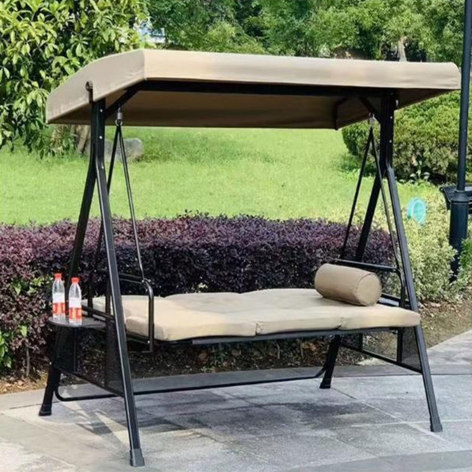 Techo de Repuesto para balancín de jardín, Cubierta de Hamaca al Aire Libre, Tela de poliéster Impermeable para 2 sillas de 3 plazas(Khaki,78 x 46in/198 x118cm)