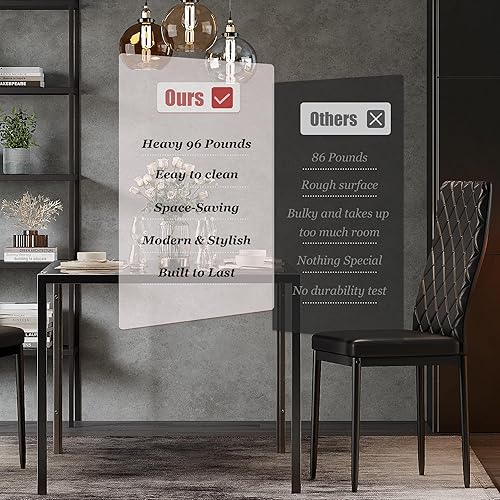 Miniatura 8 de Juego de mesa de comedor Sino Salected para 4, juego de mesa y sillas de cocina de 4 piezas, juego de mesa de comedor moderno de 5 piezas con tapa