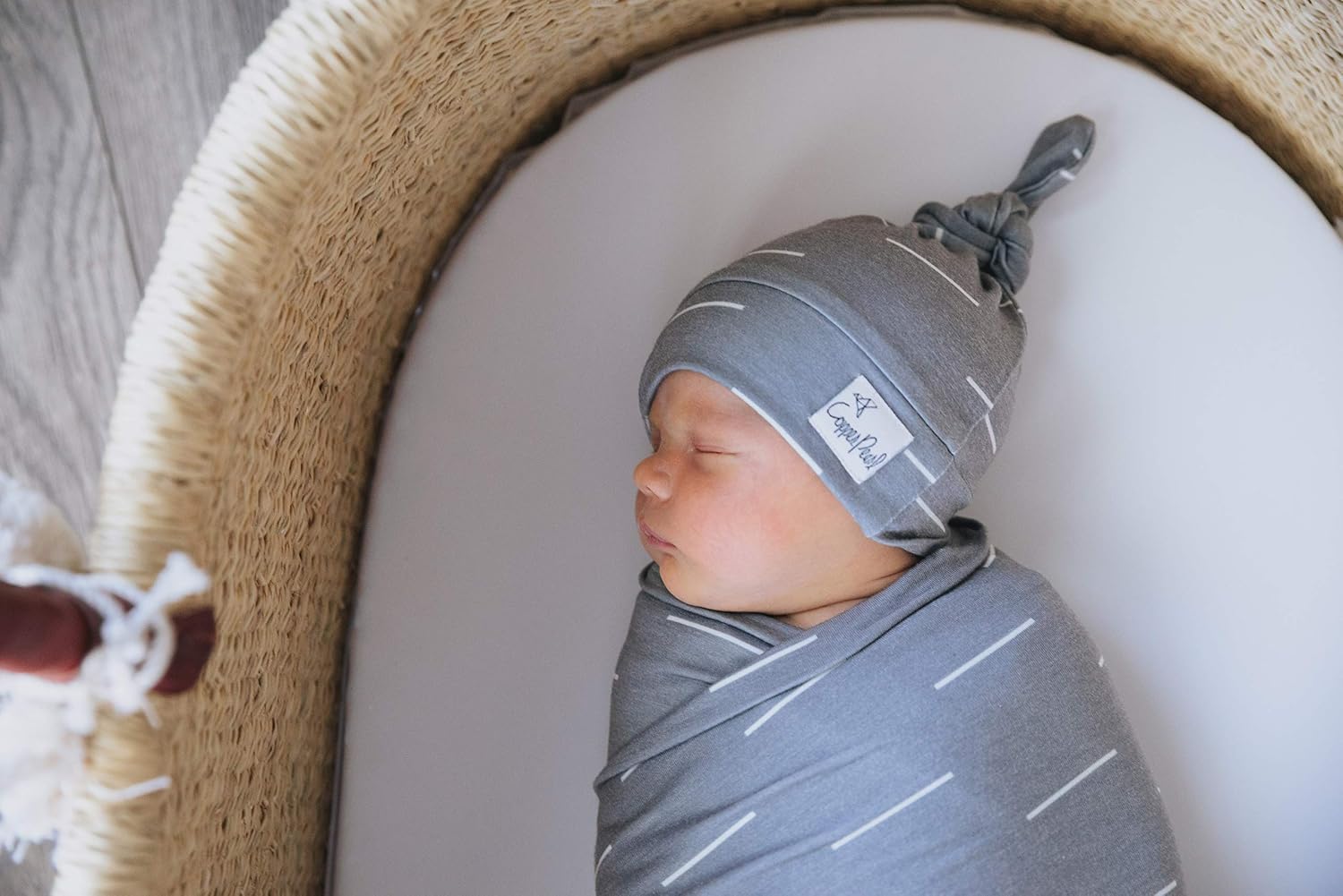 Copper Pearl Baby Beanie Hat Top Knot Stretchy Soft Dash