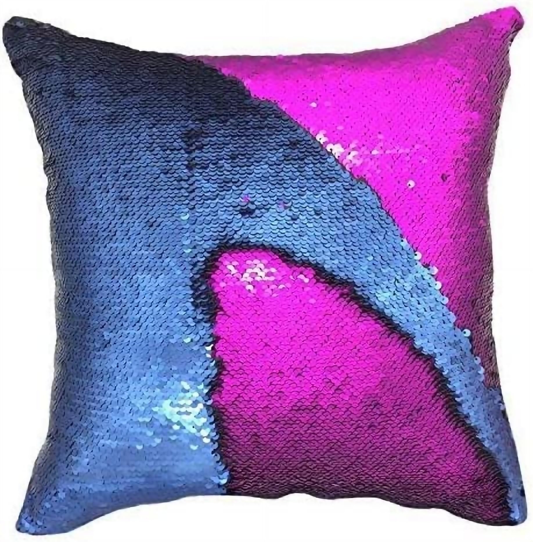MOCOFO Sequins Mermaid Pillow, Matte Purple Blue Reversible Glitter Pillow Cover Magic Fish Pillowcase Parkly Fun Flip Throw Pillow Cover Couch Color Changing Decor Cushion Covers for Sofa16X16