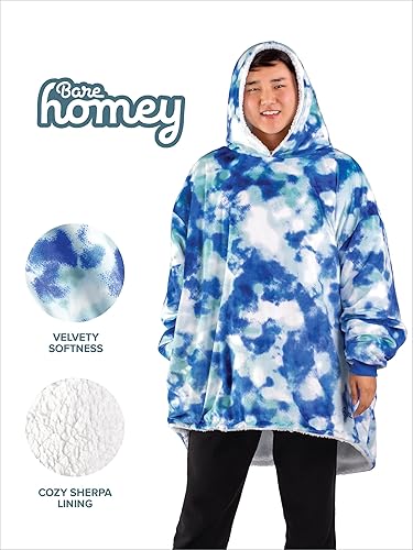 Miniatura 10 de Bare Home Sherpa Fleece Wearable Blanket - Oversized Wearable Blanket Hoodie - Youth Size - Warm & Cozy - Soft Plush Blanket - Comfortable Blanket