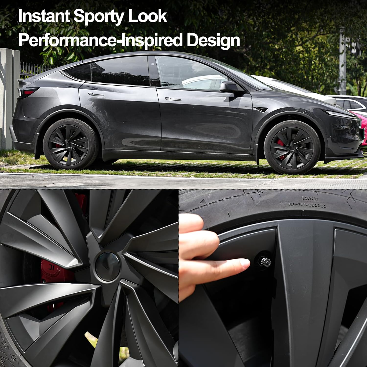 4Pcs Model Y Juniper Wheel Covers 19 Inch for Tesla Wheel Spiral Style Aero Hubcaps Model Y Juniper Accessories 2025.03+(for a Free T-Shaped Sign, Please Contact Customer Service.)