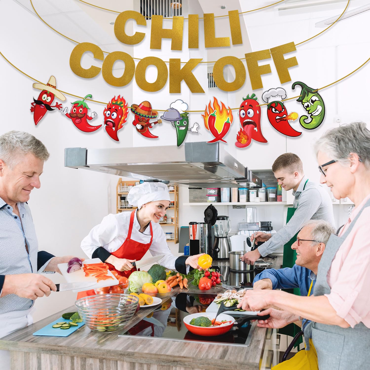 Chili Cook Off Banner Decorations - Cardboard Party Banner For Chili Festivals & Cooking Contests